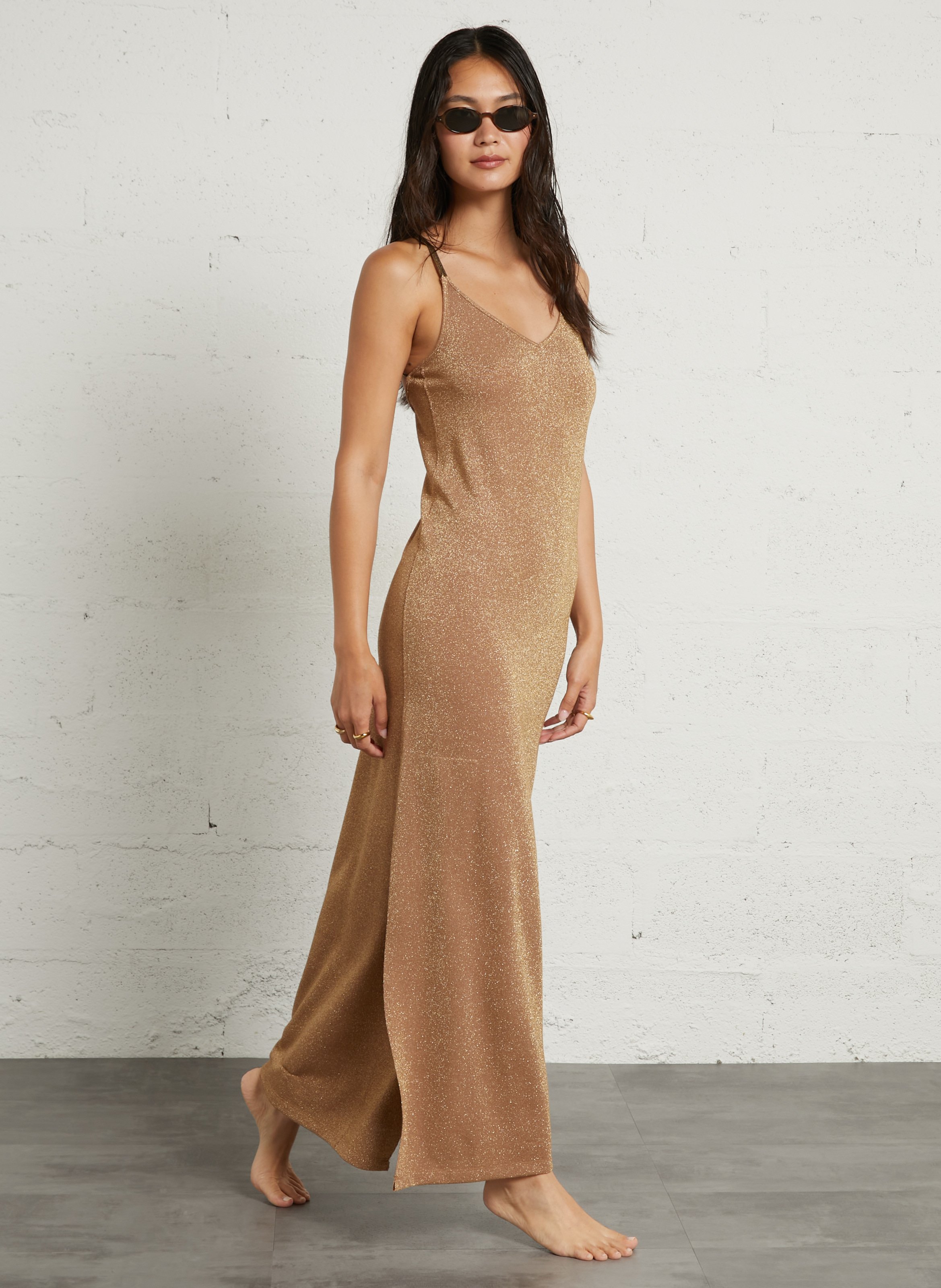 Robe longue pailletée BELIZA Doré