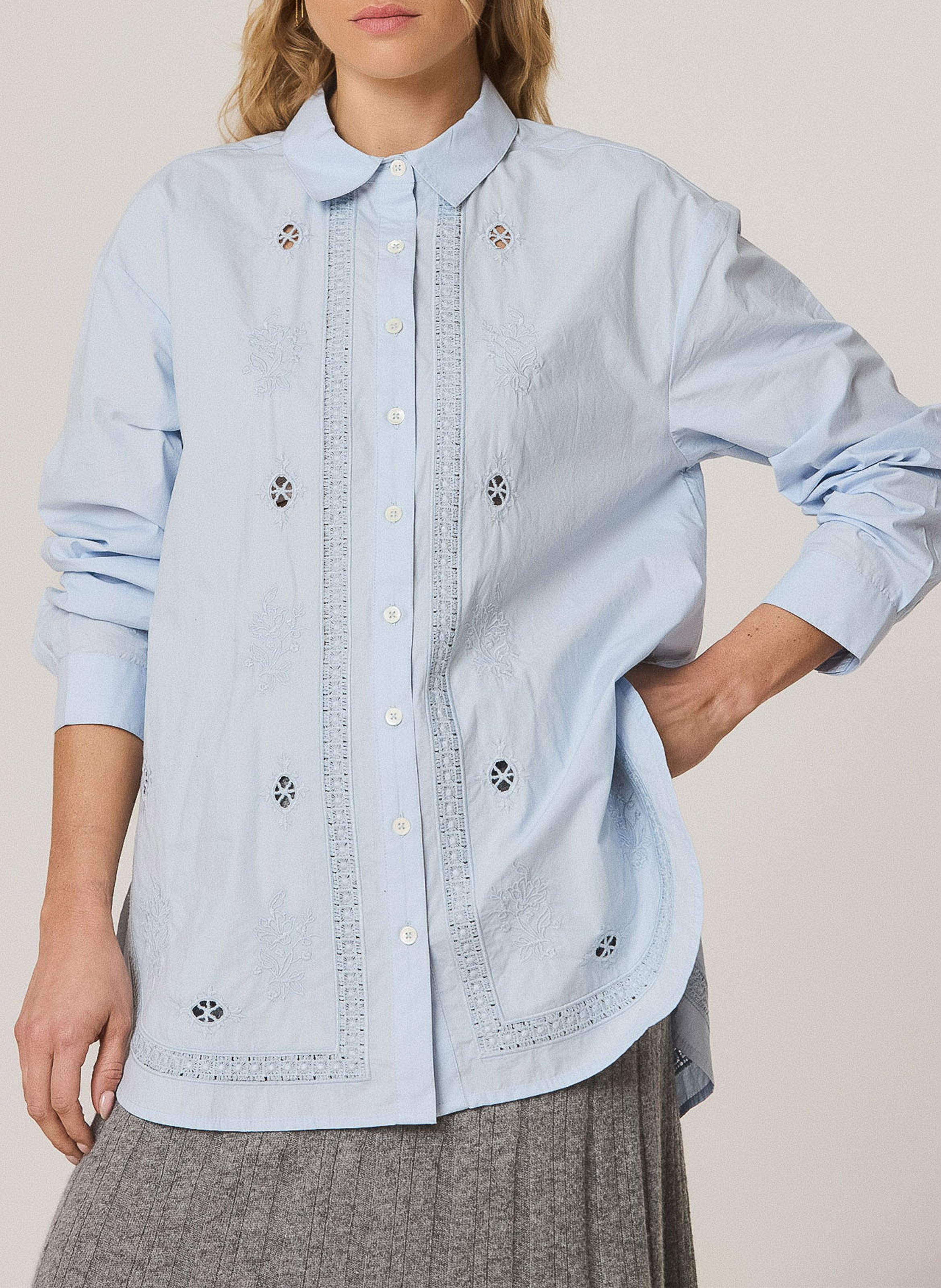 Oversized organic cotton shirt INDI & COLD Blue