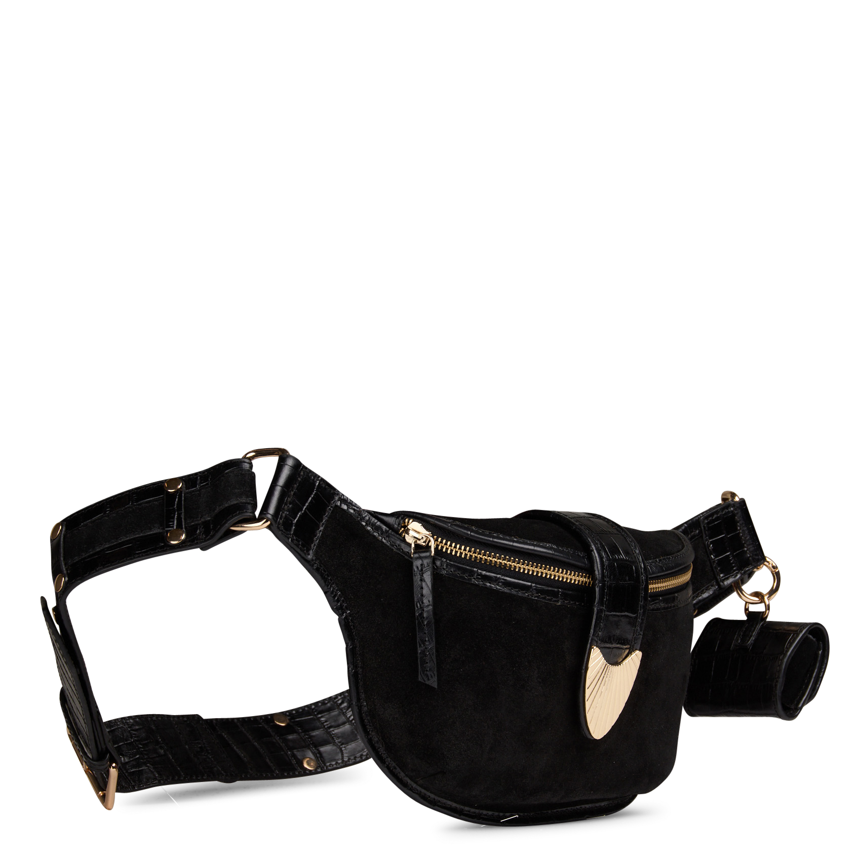 Crocodile-embossed leather fanny pack MAISON 123 Black