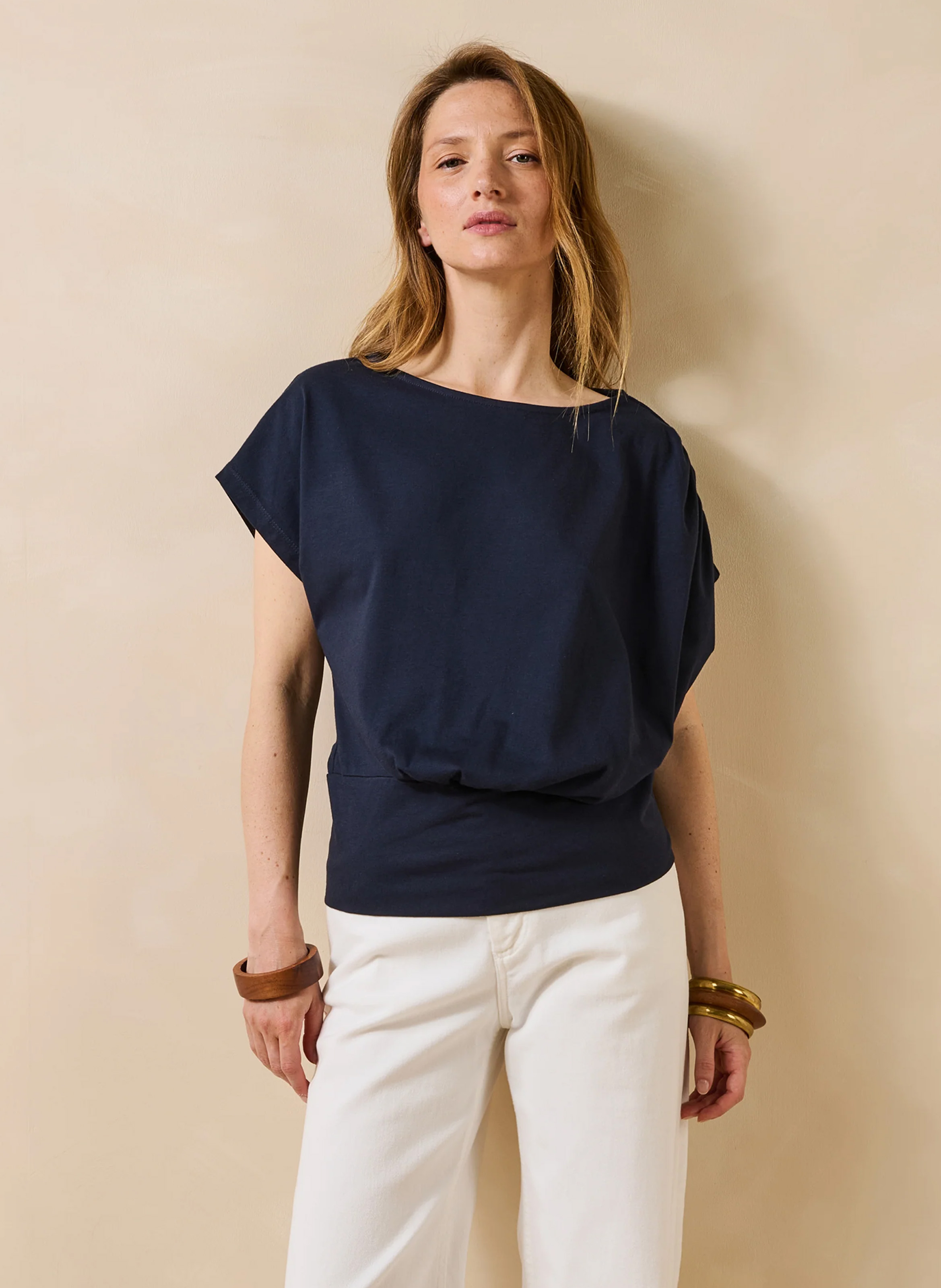 Fitted top in organic cotton LA FEE MARABOUTEE Blue