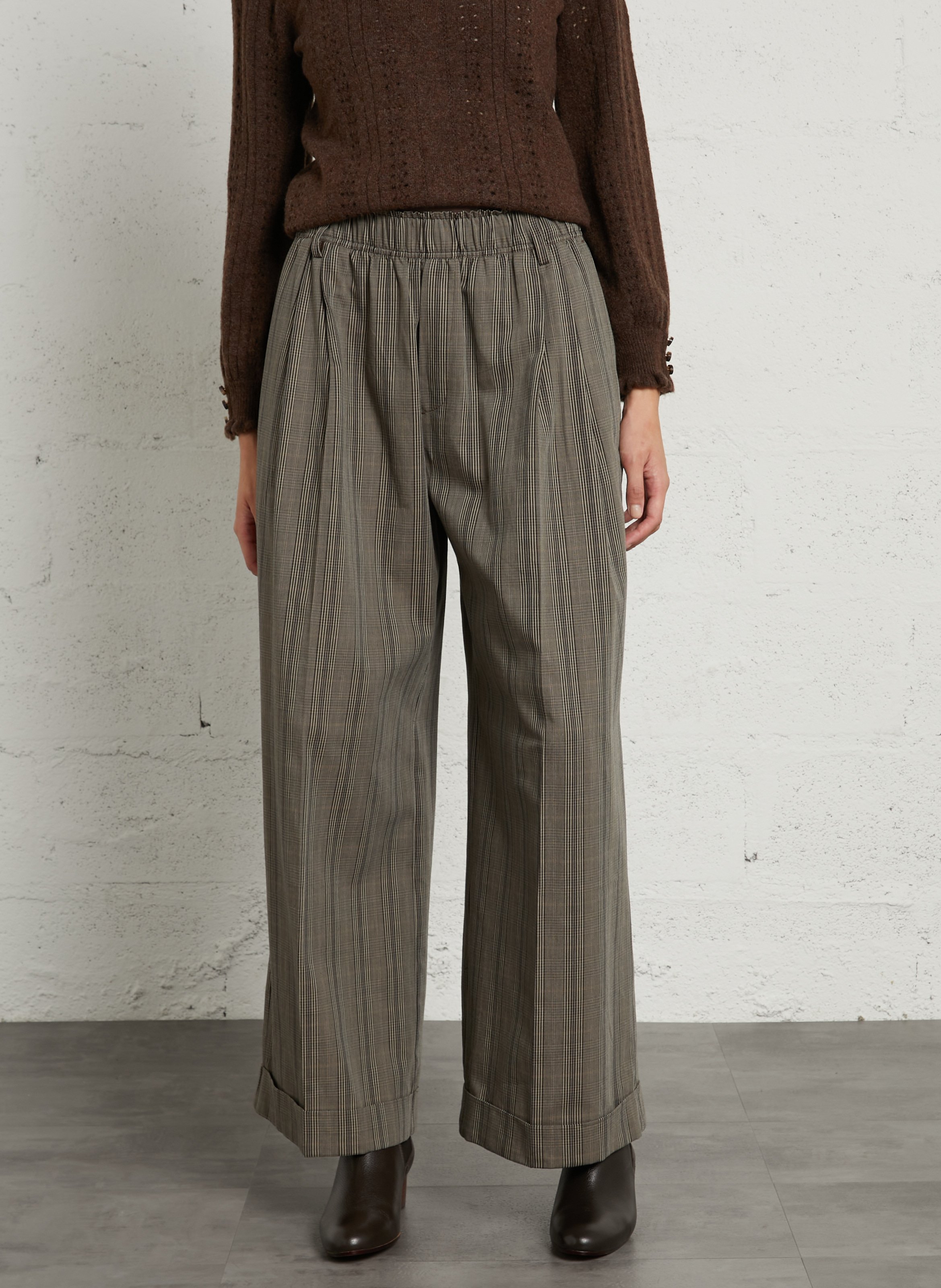 Wide-leg printed cotton pants BELLEROSE Green