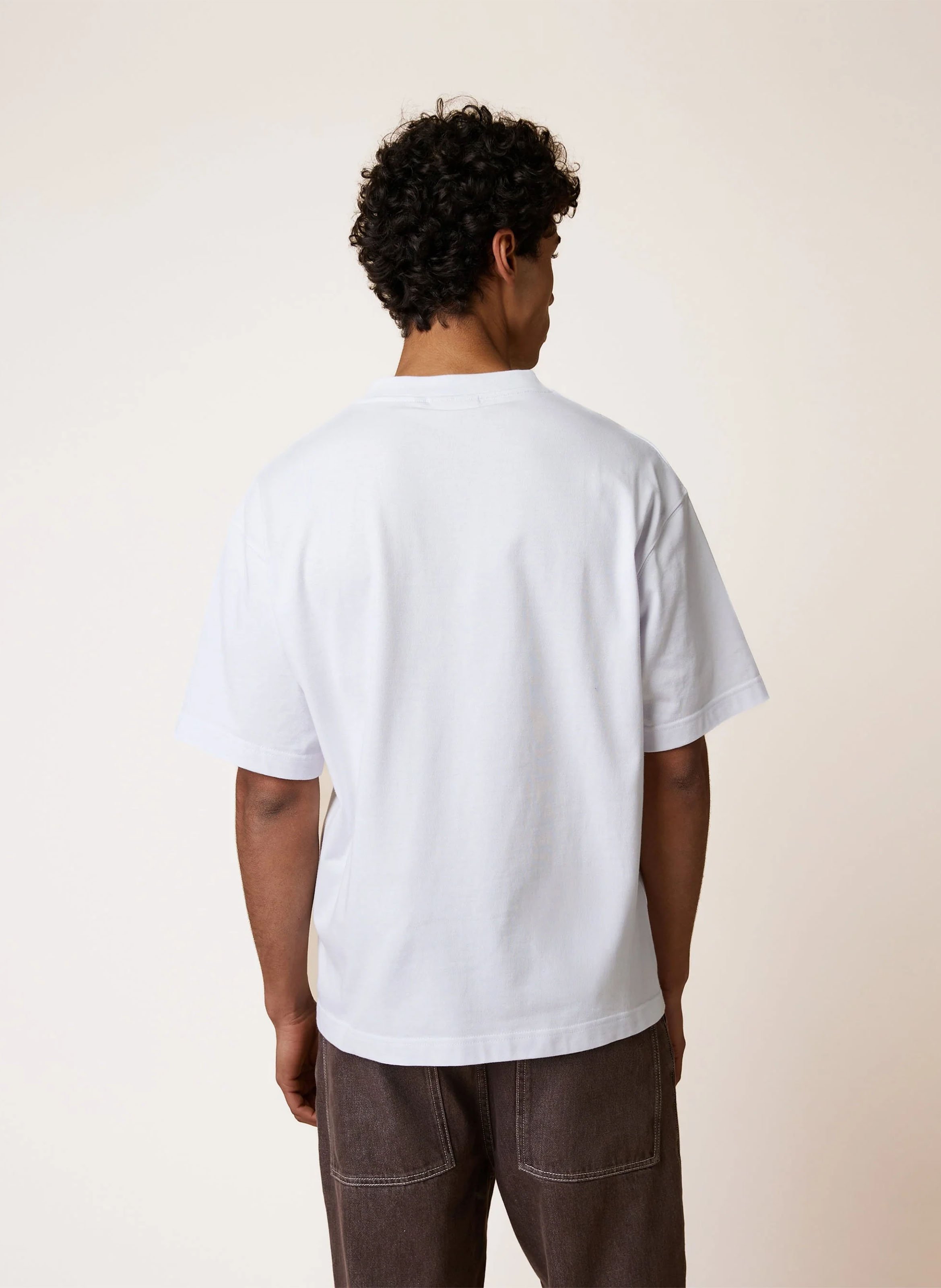 Gerade geschnittenes Rundhals-T-Shirt aus Baumwolle FAGUO Weiss