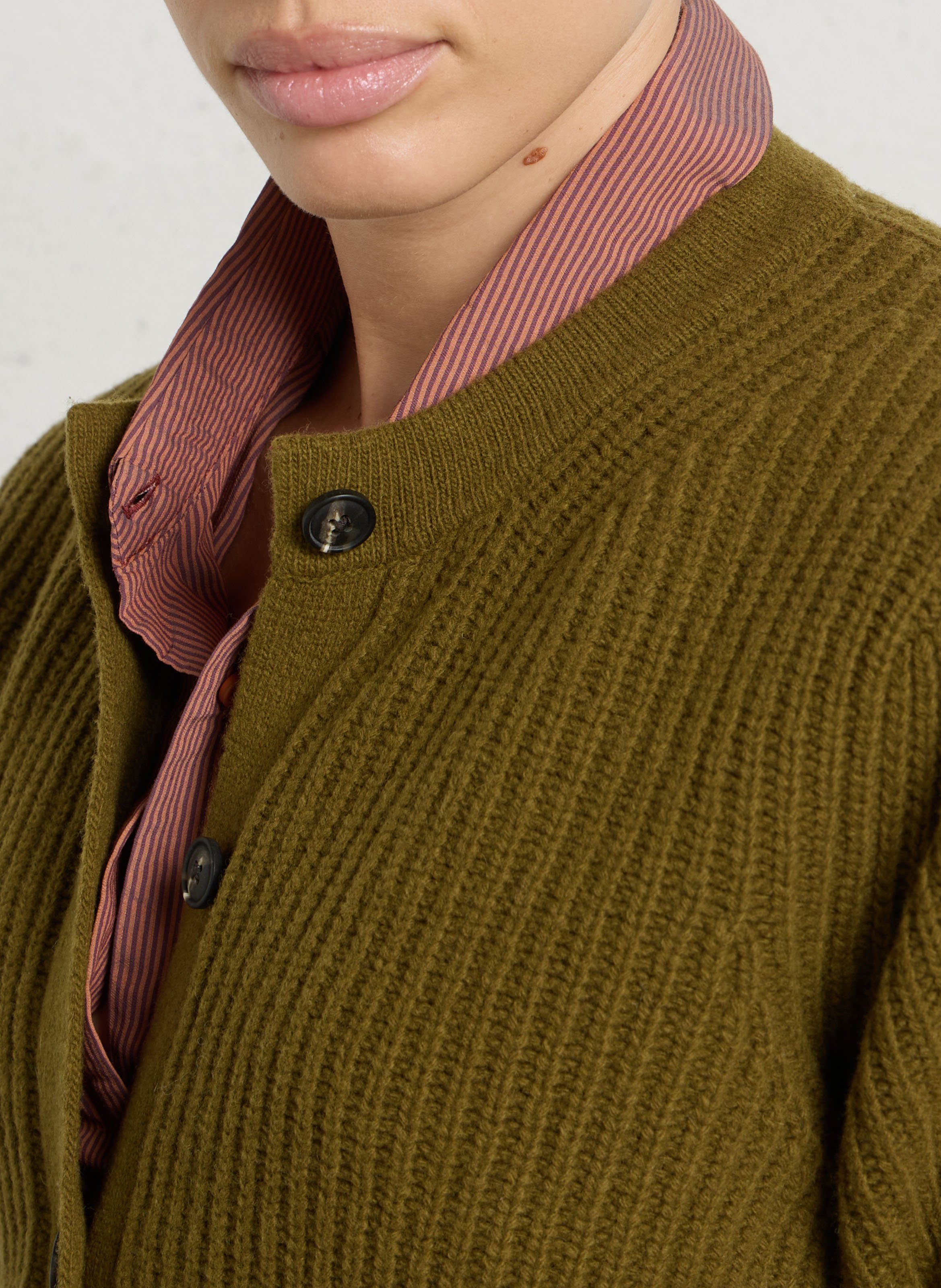 Gerader Strickmantel aus gemischter Wolle ARMOR LUX Grun