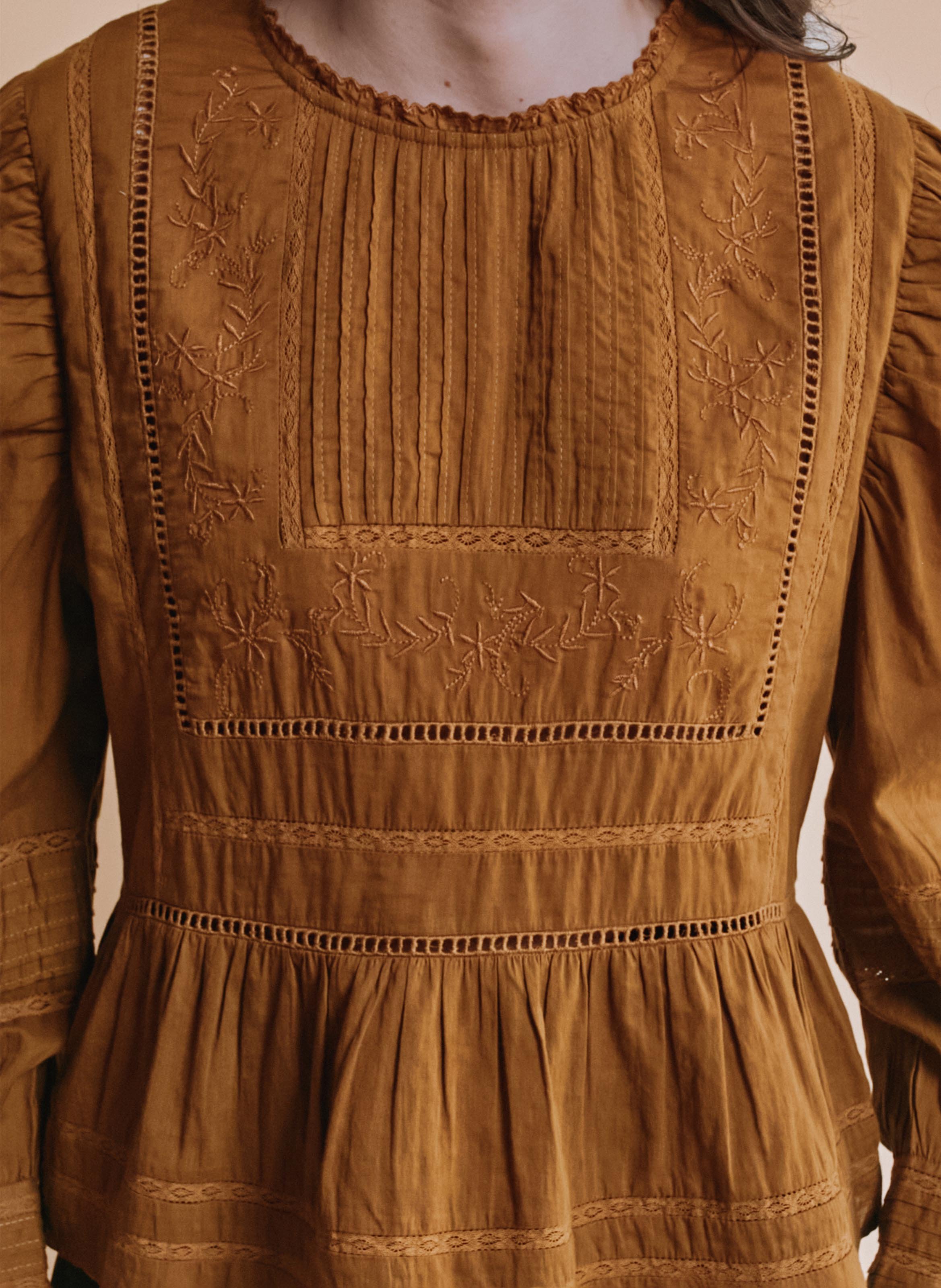 Baumwollbluse mit Rundhalskragen EMILE ET IDA Grun