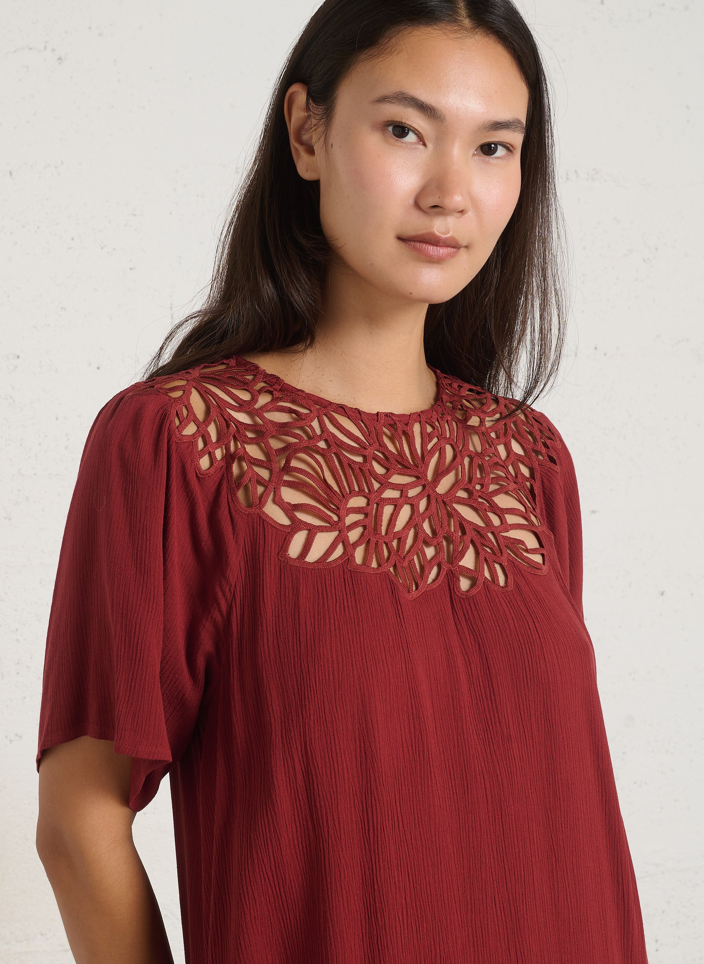 Robe droite avec dentelle MAISON 123 Rouge