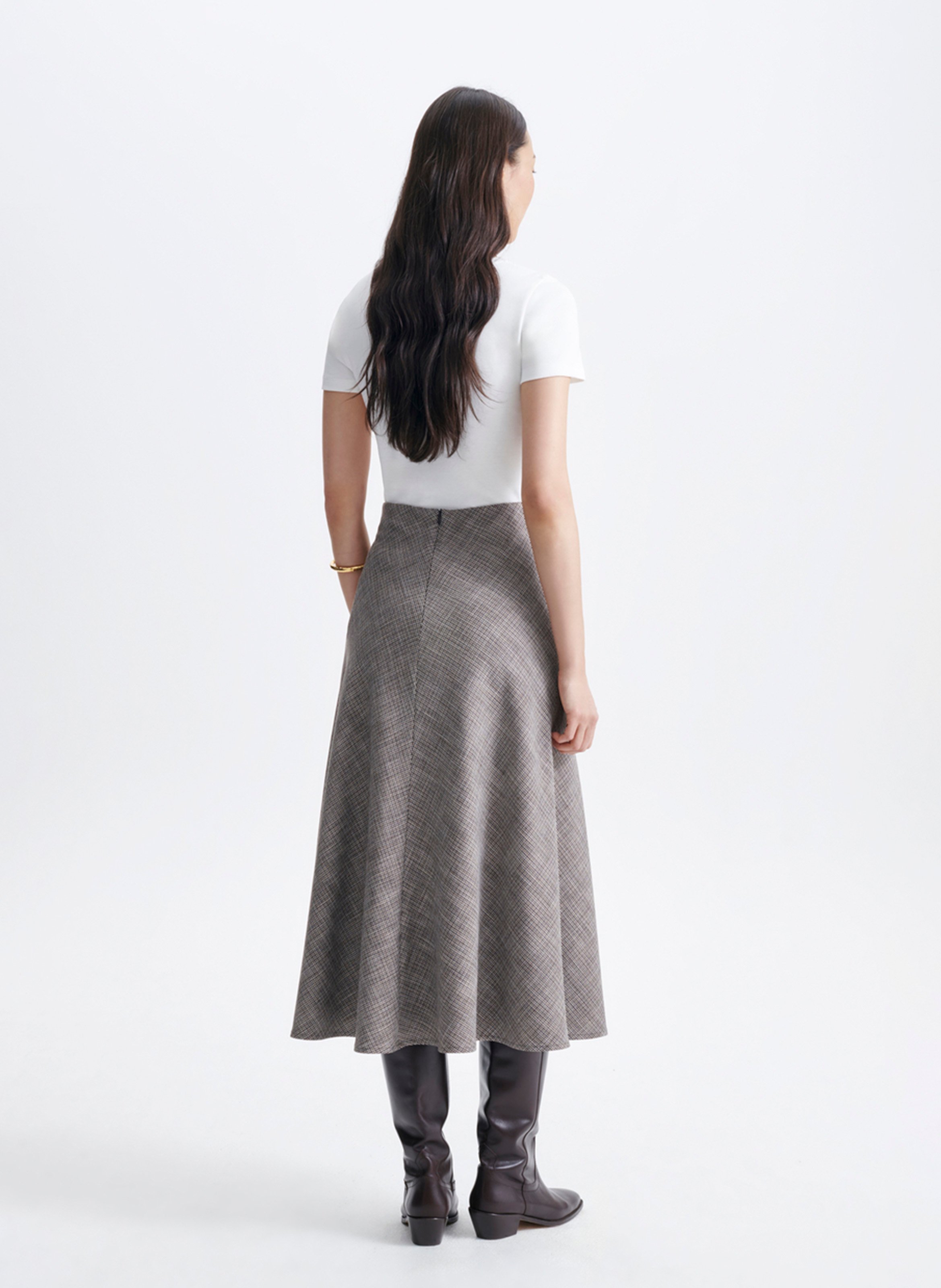 Flared midi skirt with patterns VANESSA BRUNO Brown