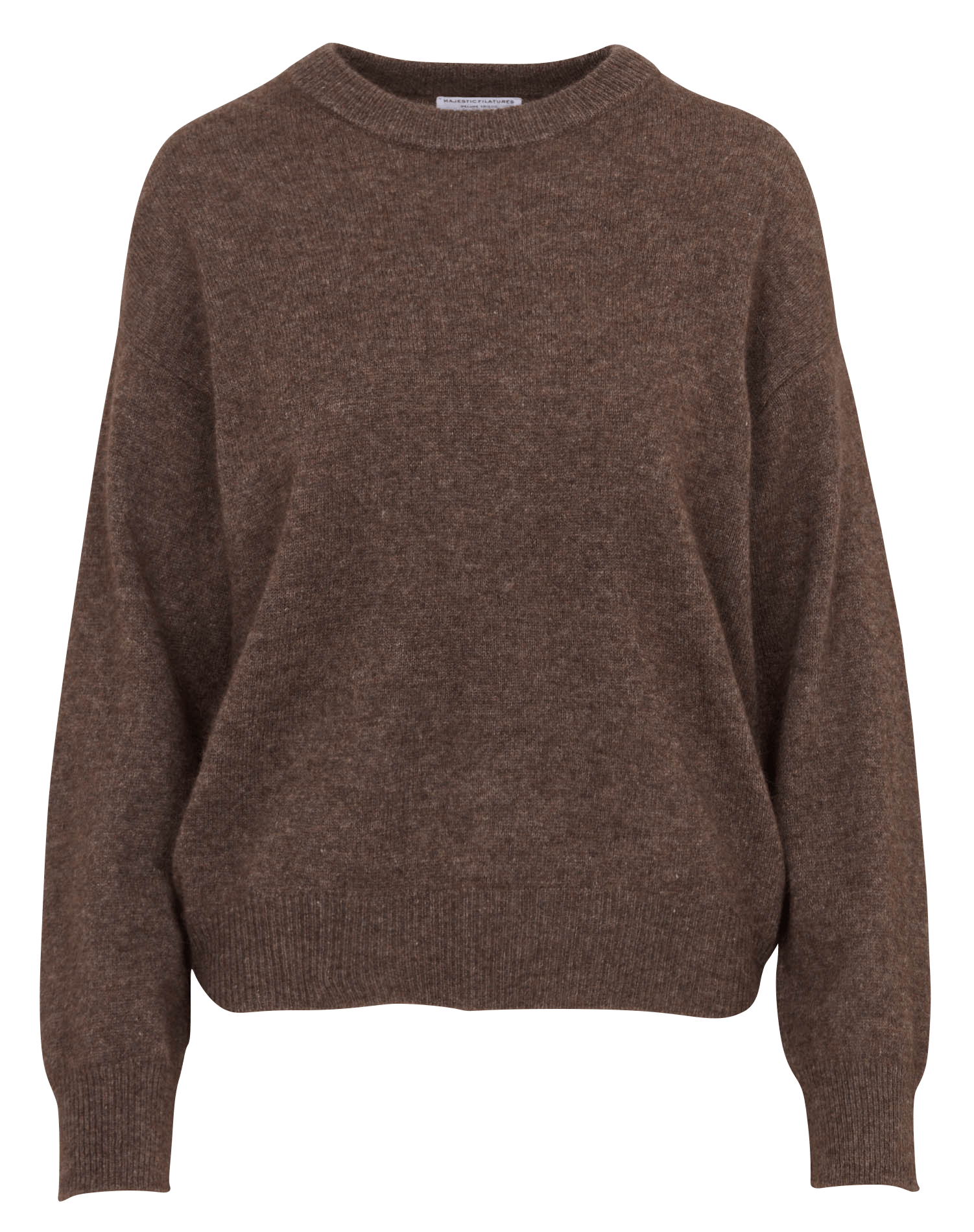 Straight-fit trui van wolmix met ronde hals MAJESTIC FILATURES Bruin