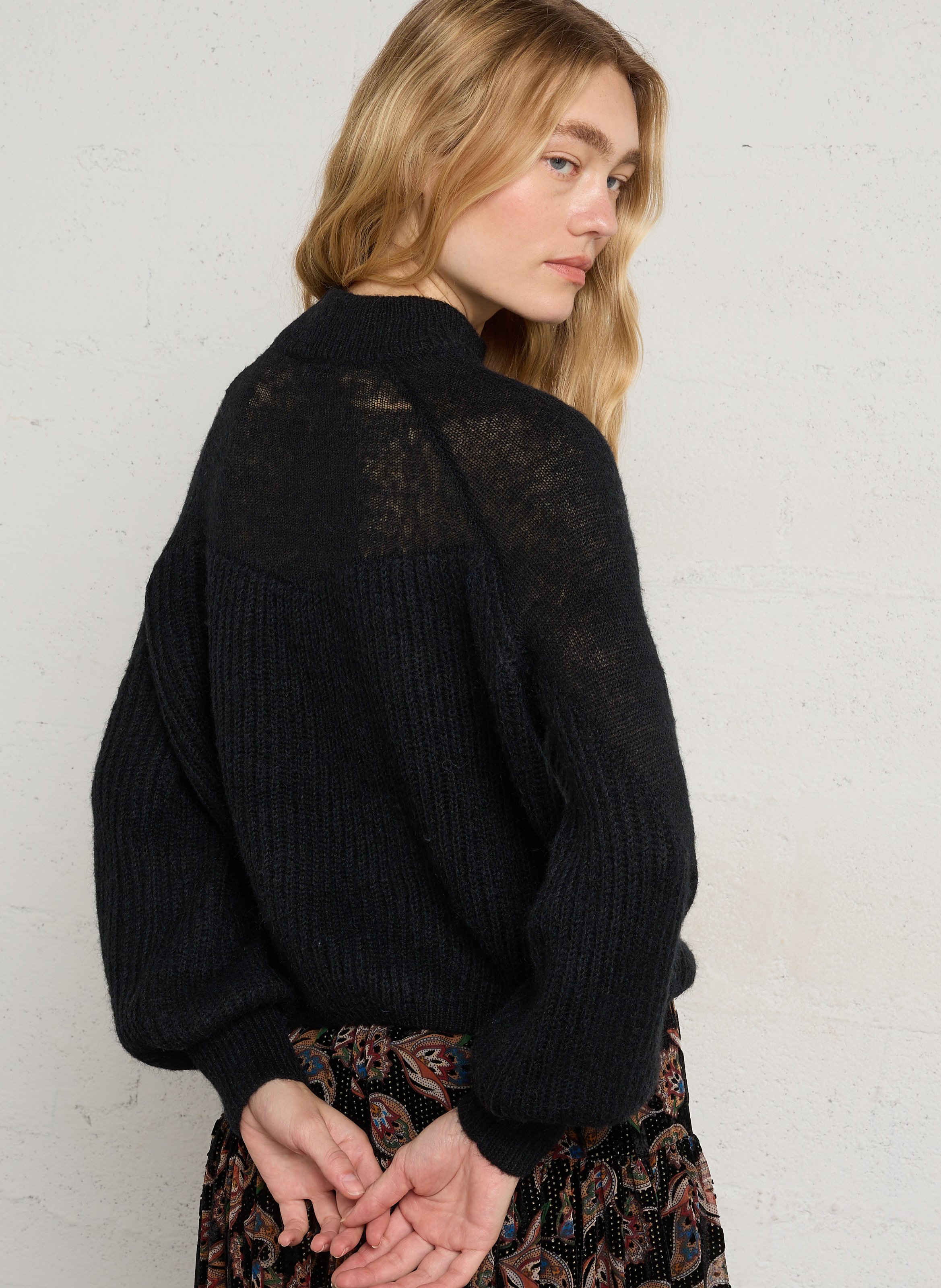Ronde hals pullover in effen kleur SEE U SOON Zwart