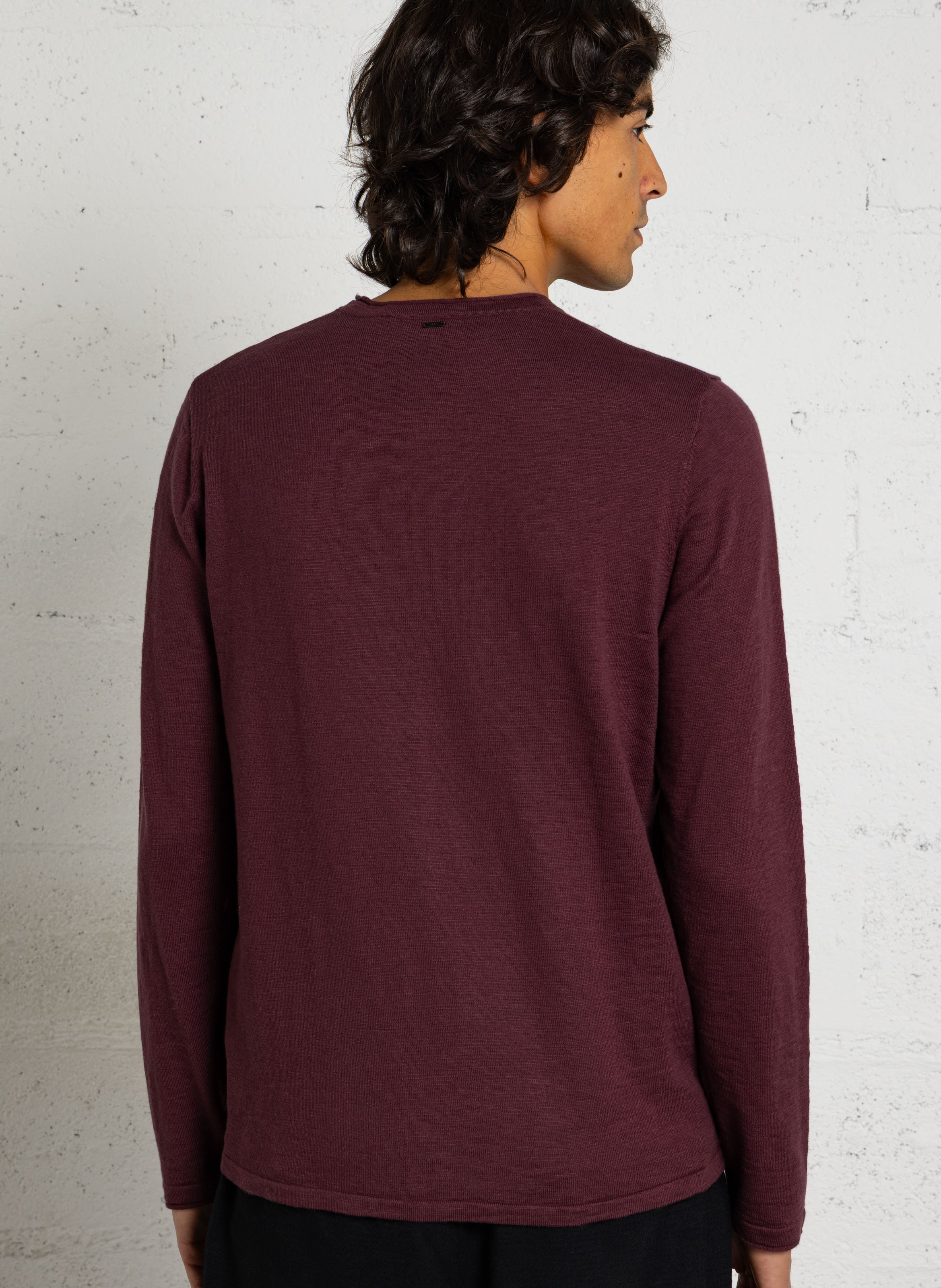 Straight cotton round-neck sweater IKKS Plums