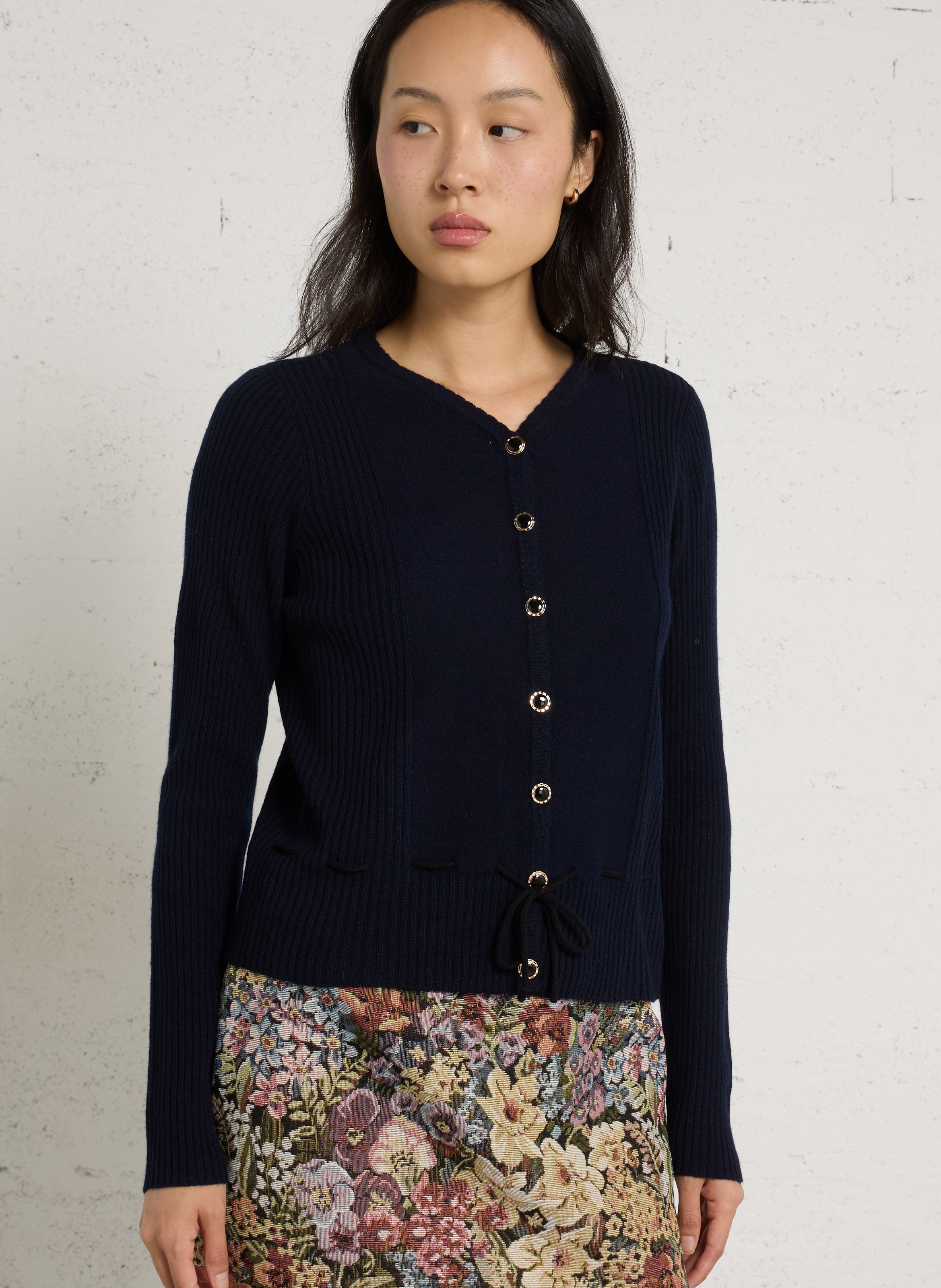 Pull boutonné en laine mérinos PETITE MENDIGOTE Bleu