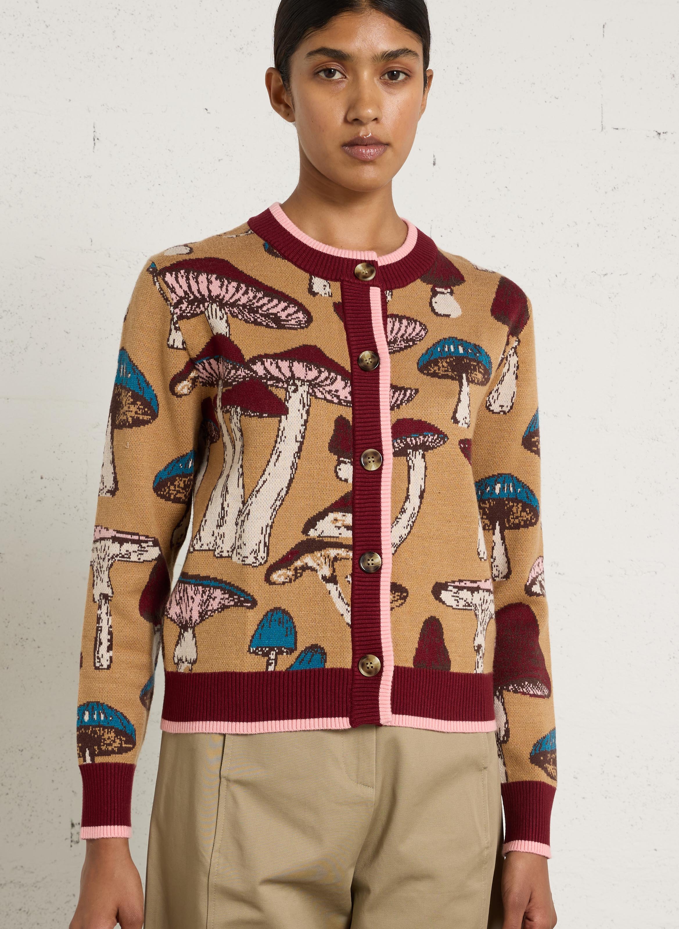 Straight printed cardigan NEVER FULLY DRESSED Brown