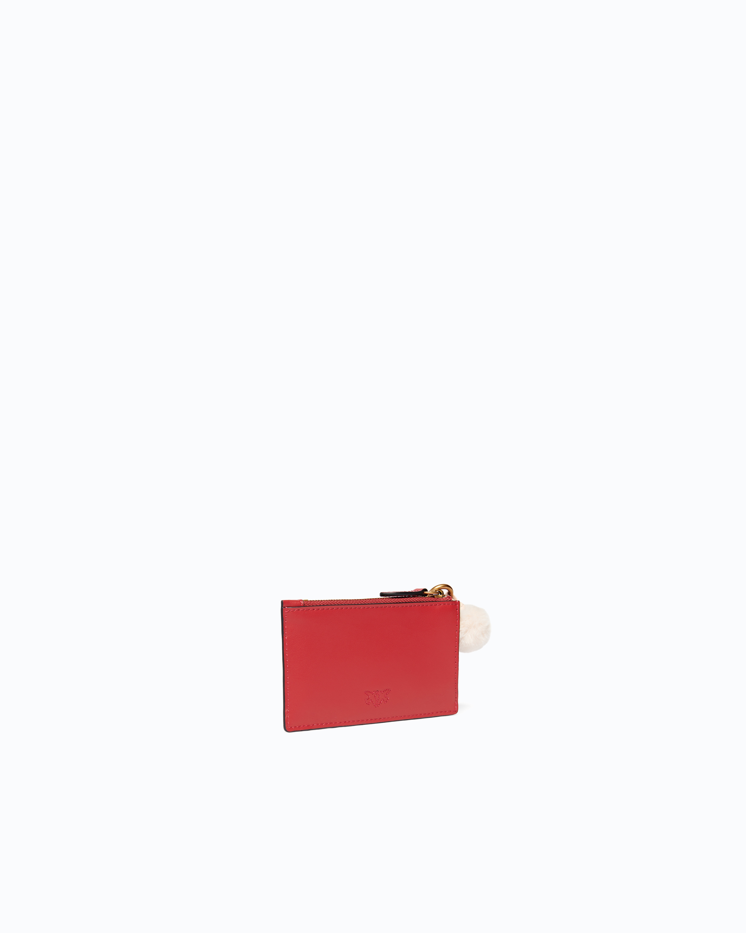 Leather card holder with pompom and tassel PINKO Multicolored