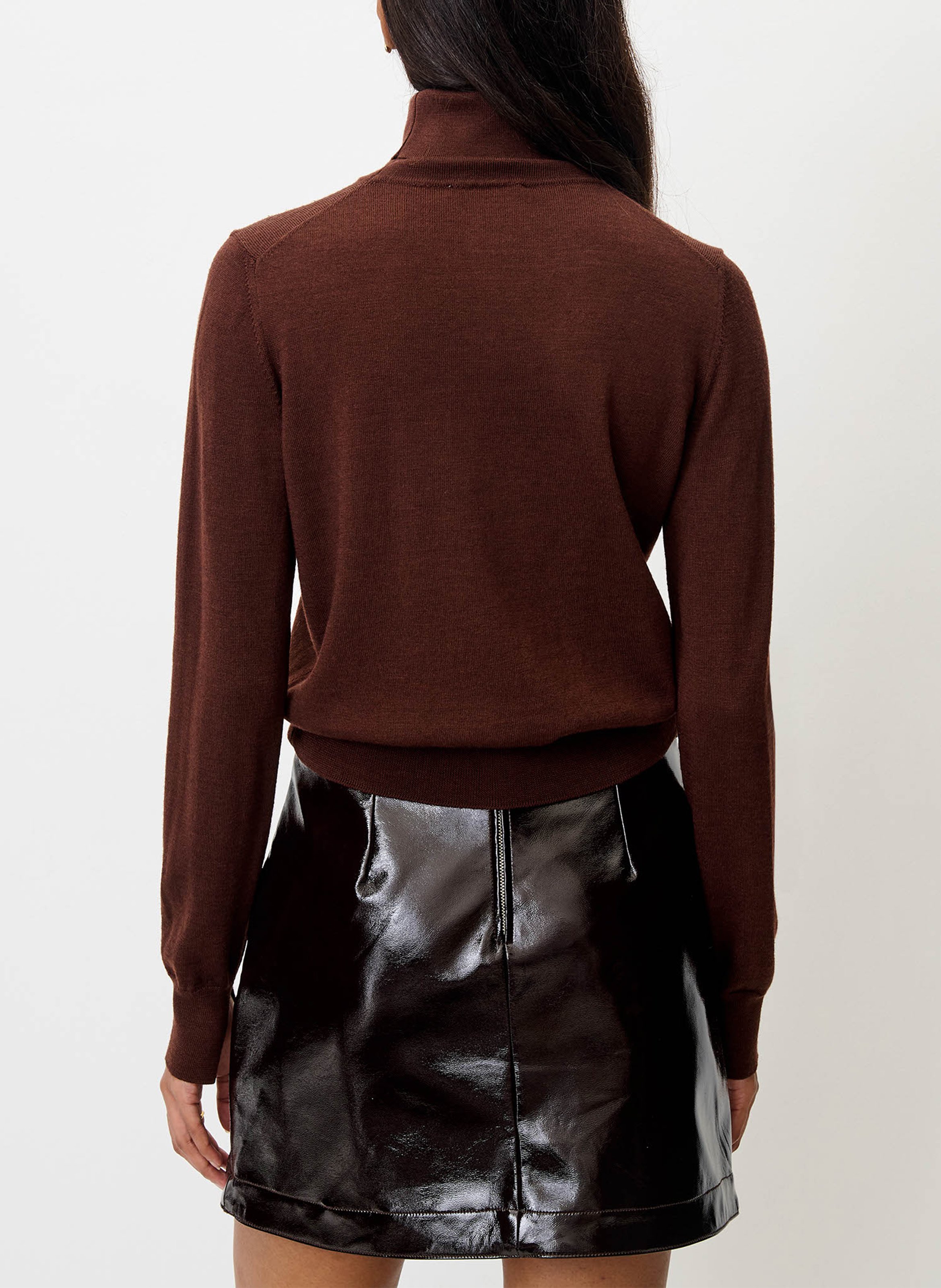 Pull droit col roulé en laine SESSUN Marron