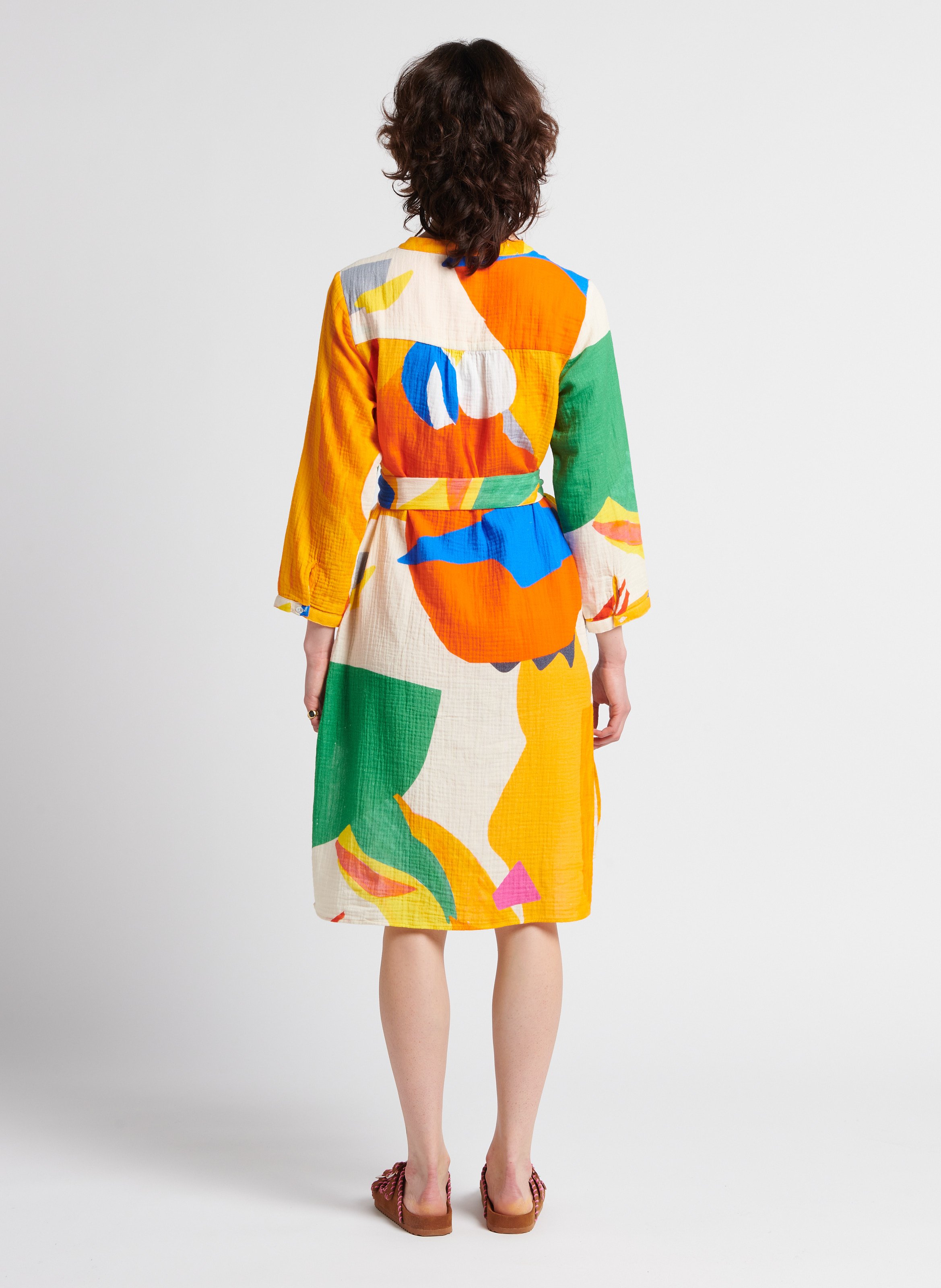 Printed cotton midi shirt dress G.KERO Multicolored