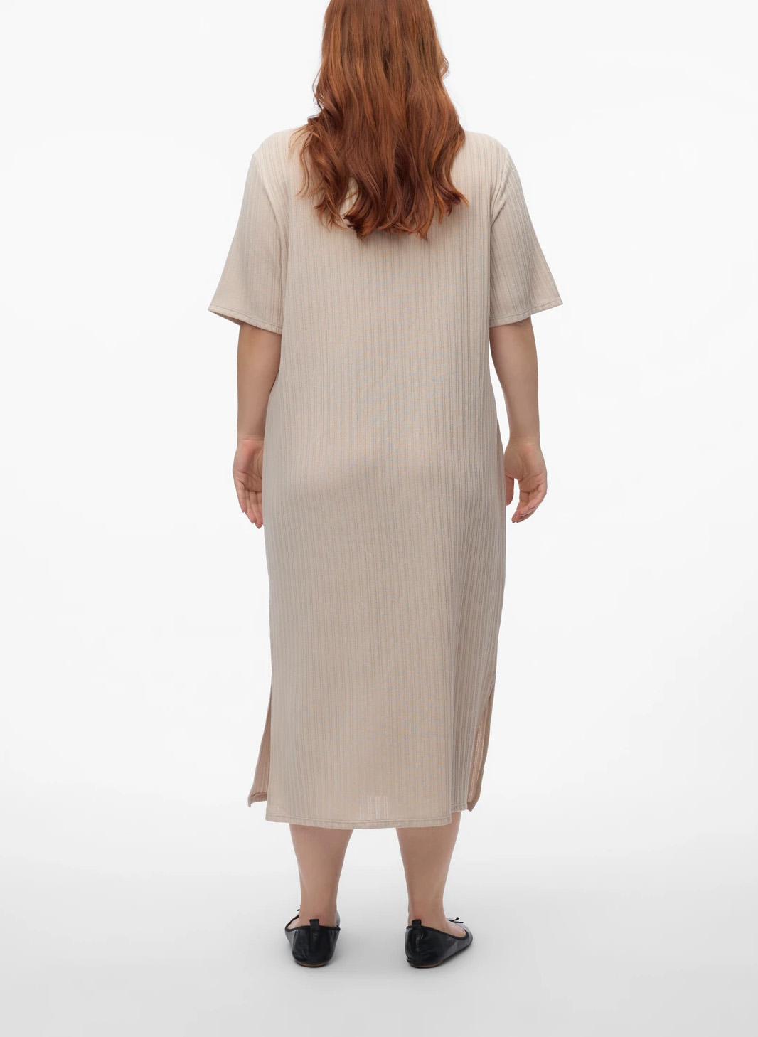 Robe midi côtelée  VERO MODA CURVE Beige