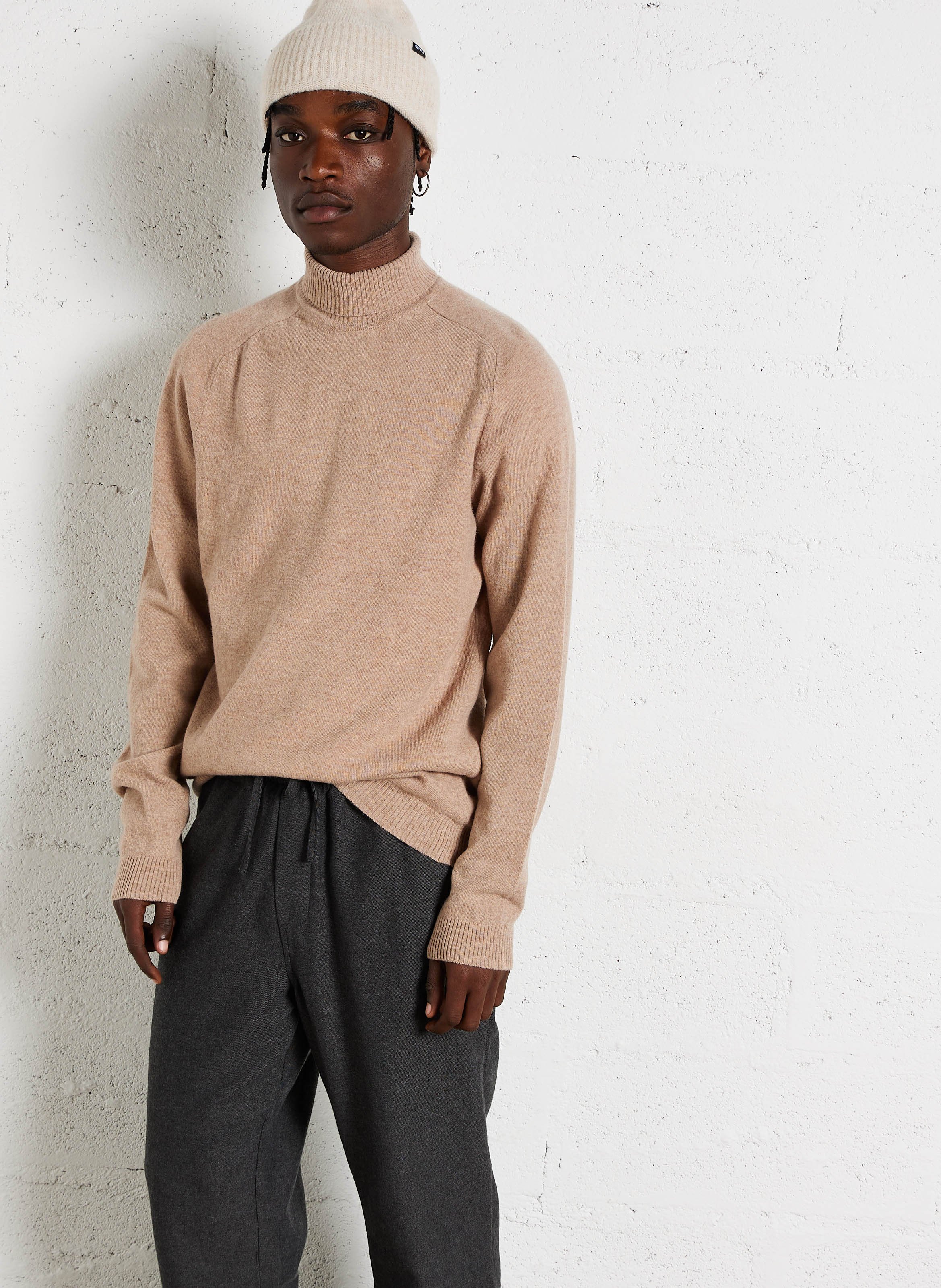 Col roulé regular-fit en laine KNOWLEDGE COTTON APPAREL Marron