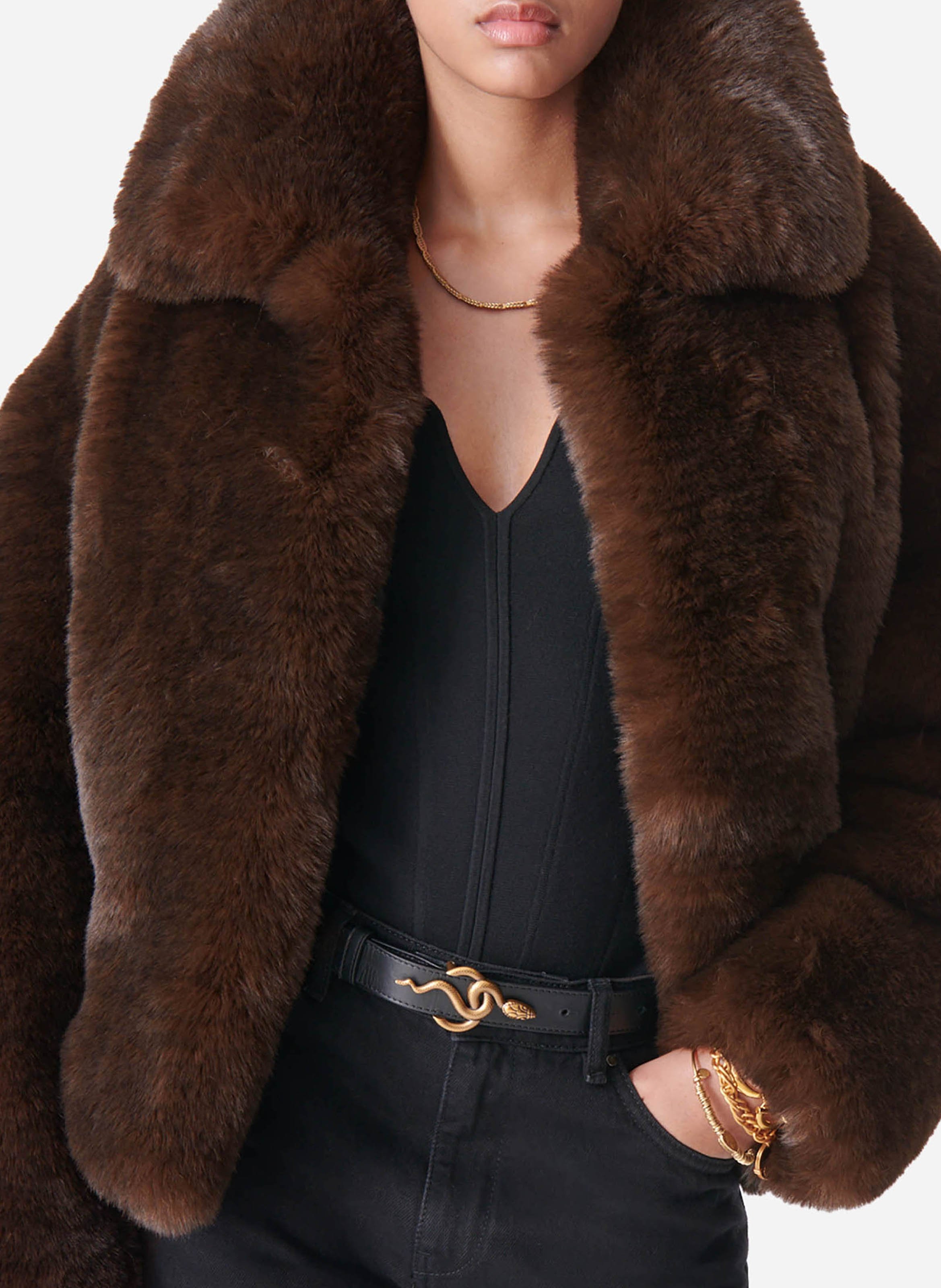 Korte jas met bonteffect VANESSA BRUNO Bruin