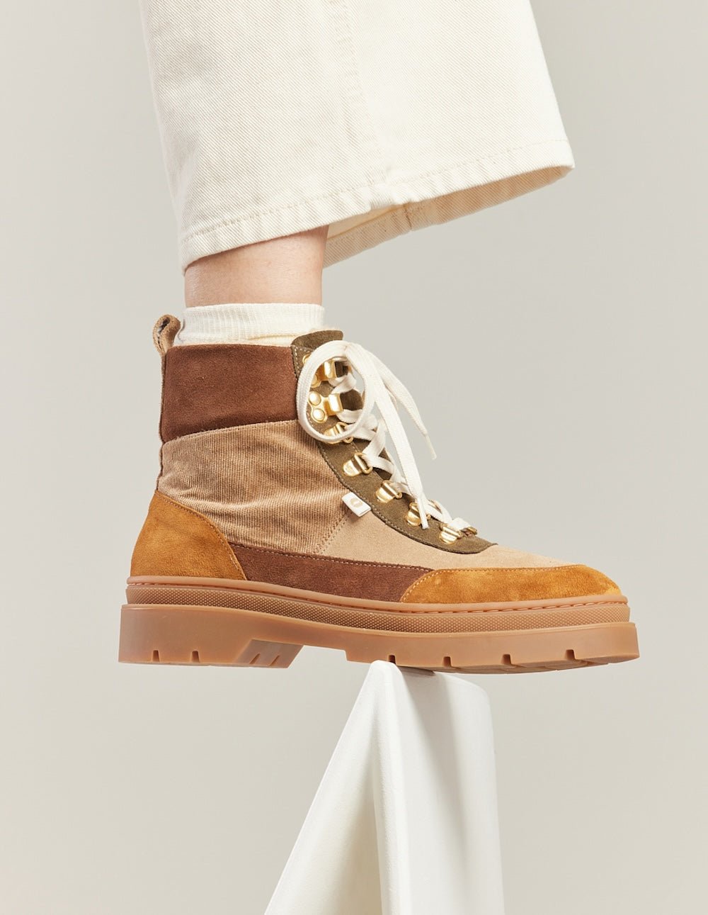 Lace-up suede fur-lined ankle boots ODAJE EX. M.MOUSTACHE Multicolored