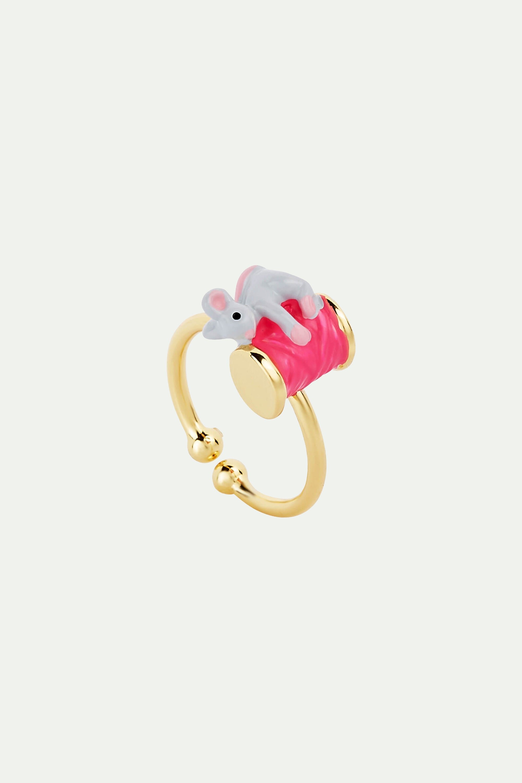 Adjustable ring with mouse and thread spool LES NEREIDES Multicolored