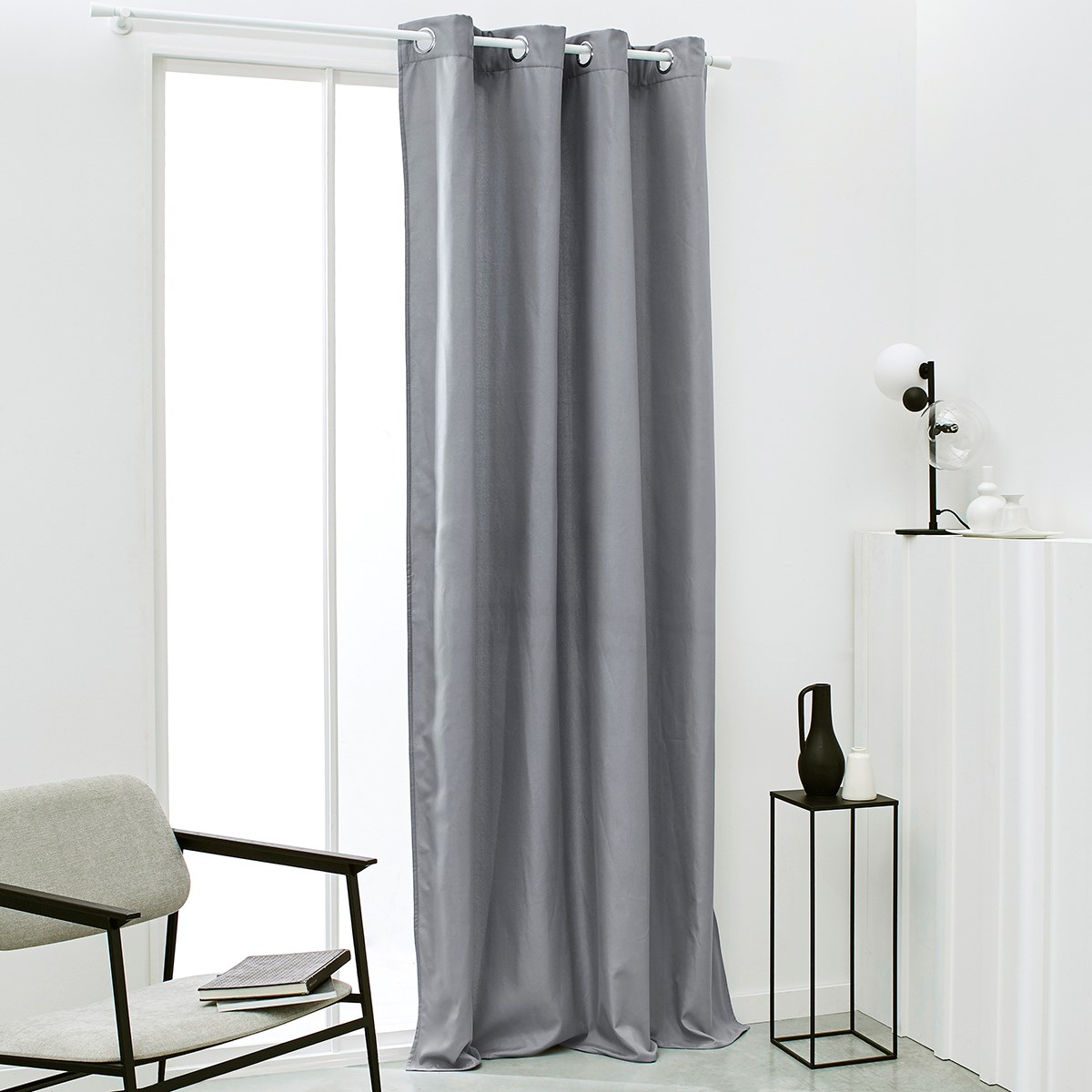 Plain insulating curtain with eyelets TODAY LINGE DE MAISON Grey