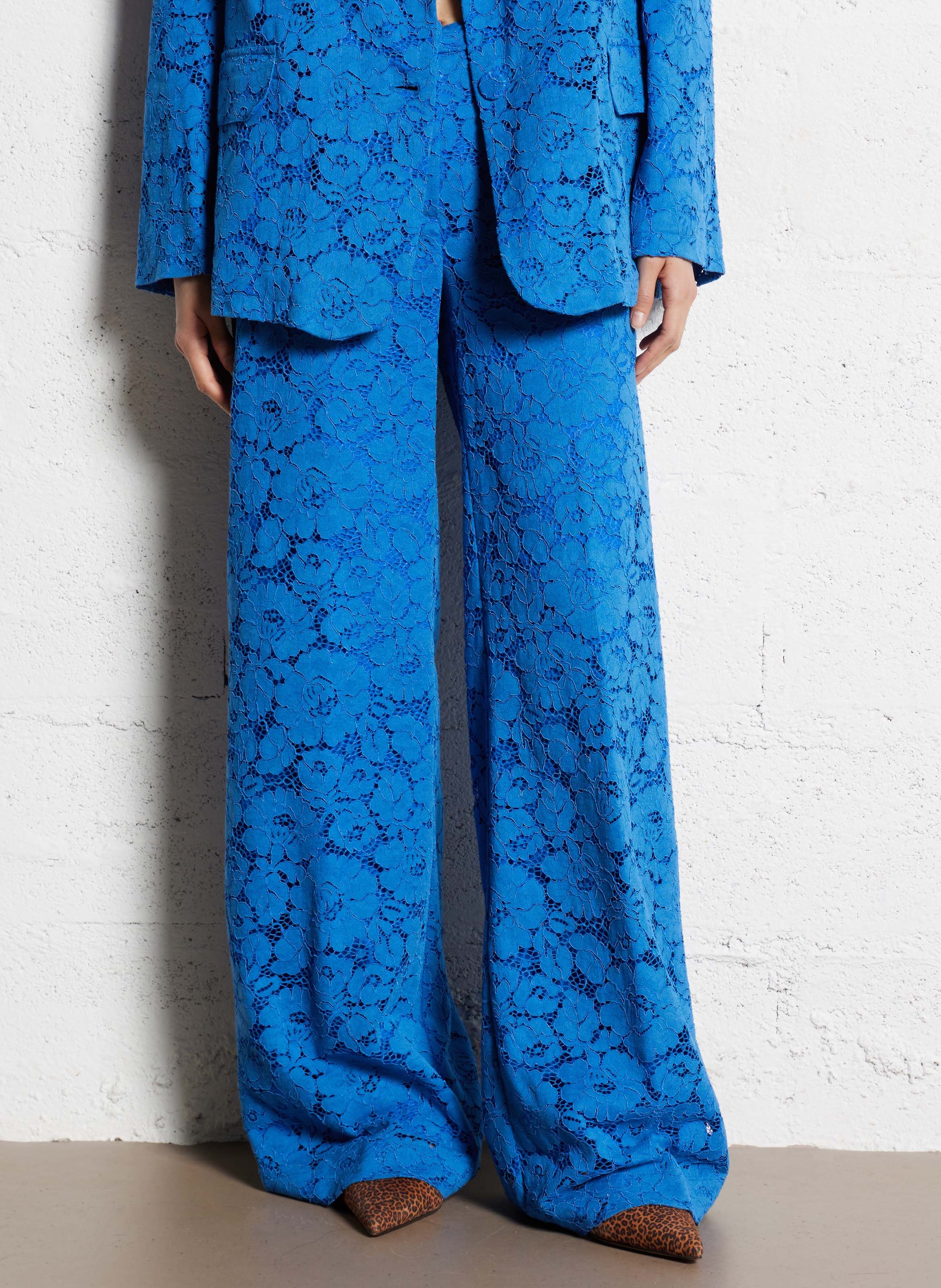 Pantalon large en dentelle MOMONI Bleu