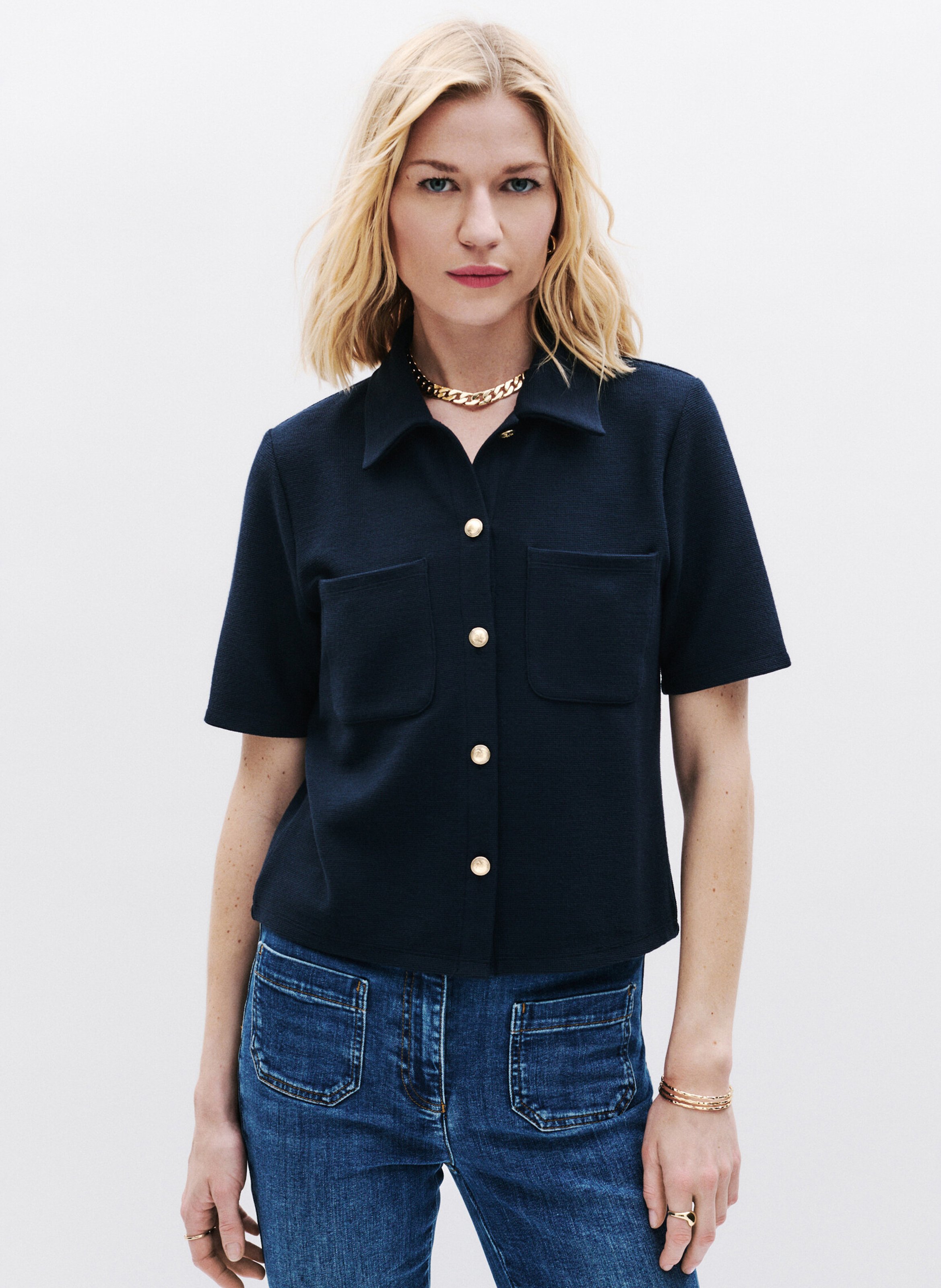 Top col classique  CAROLL Bleu