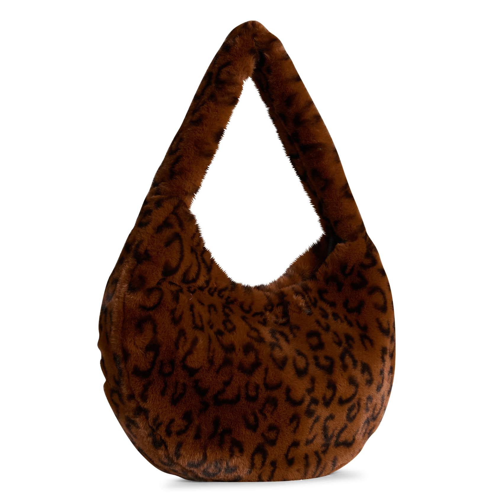Faux fur printed handbag ONE STEP Brown