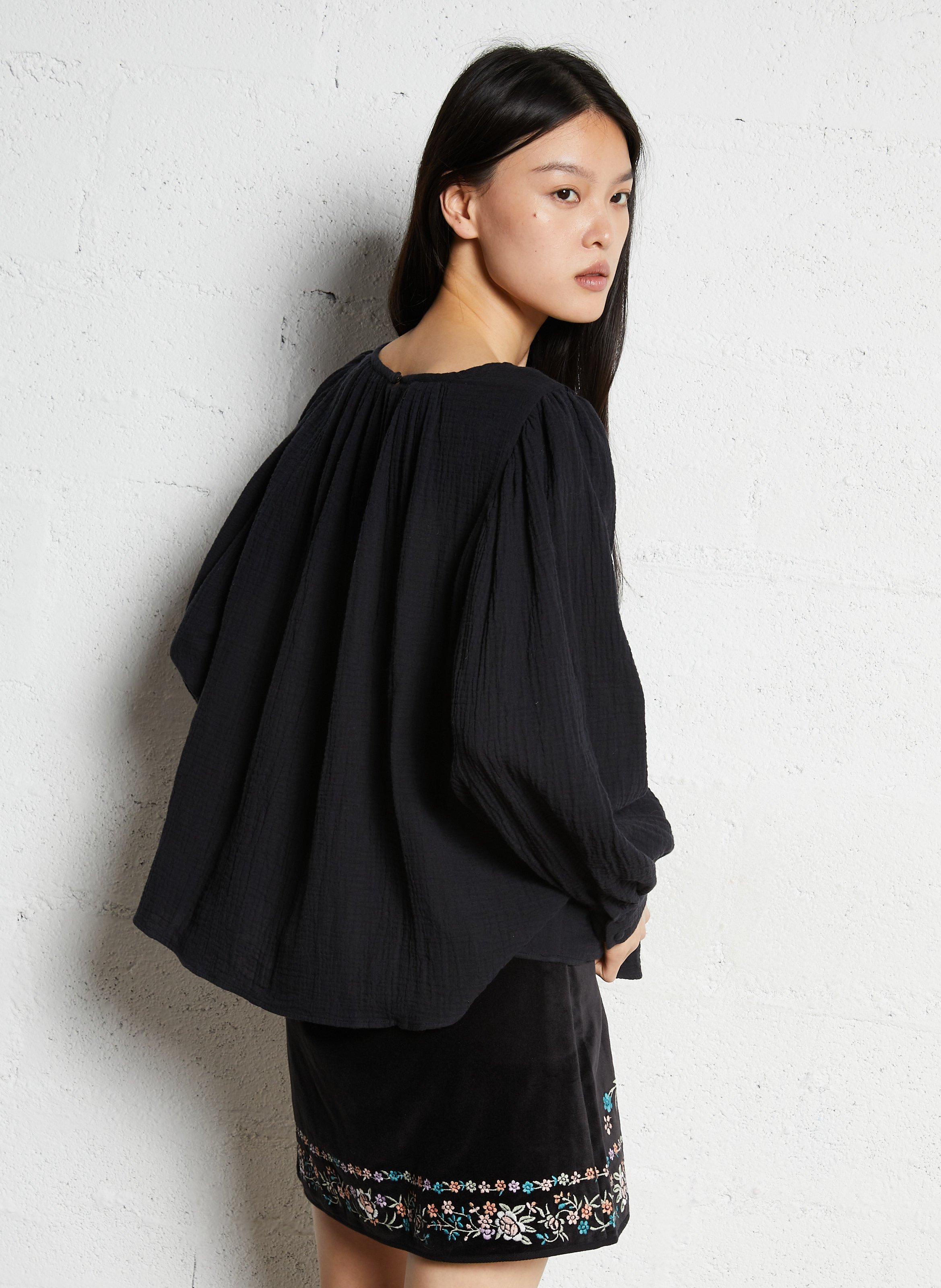 Oversized cotton blouse LOUISE MISHA Black
