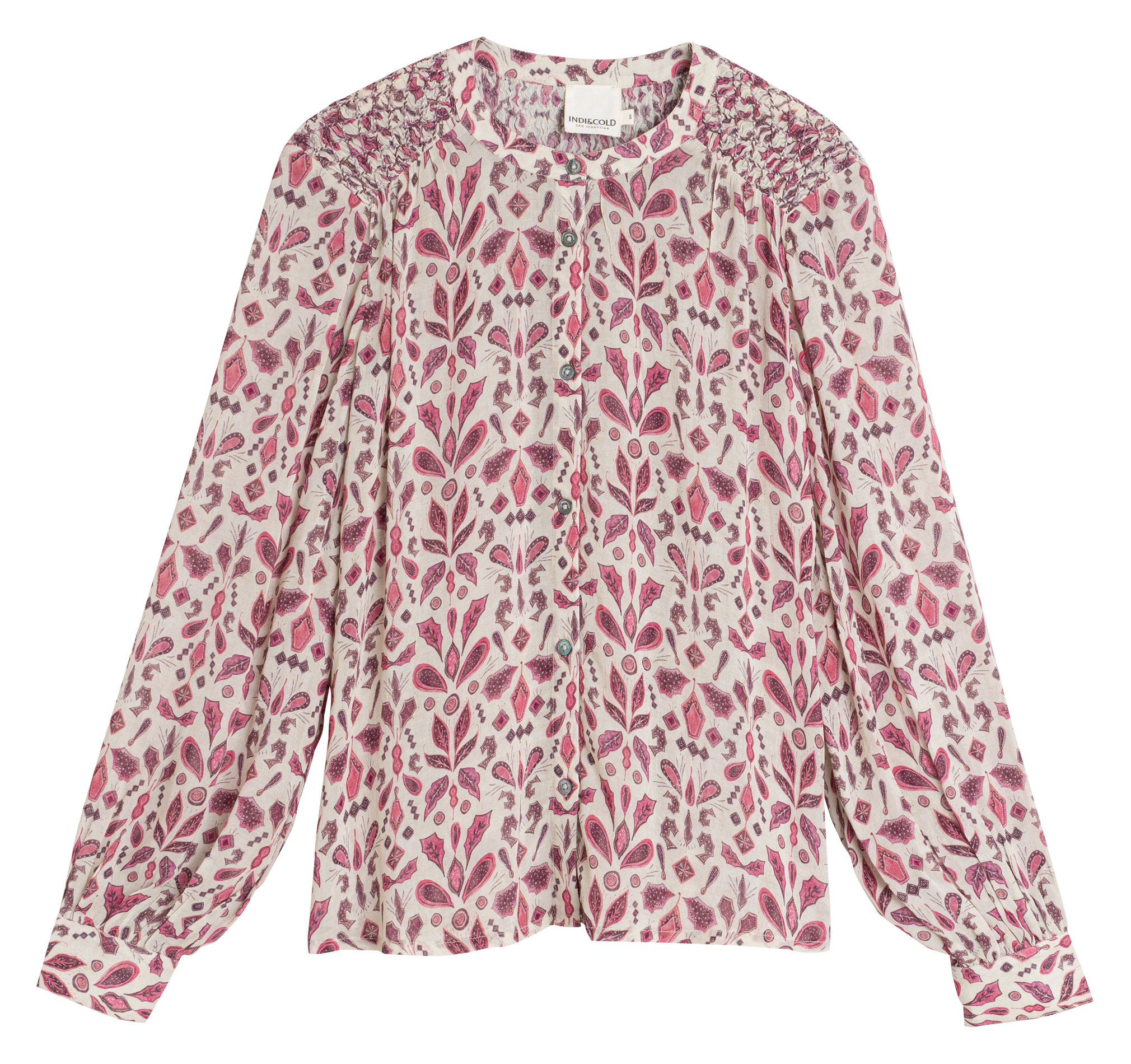 Chemise ample col tunisien imprimée INDI & COLD Rose