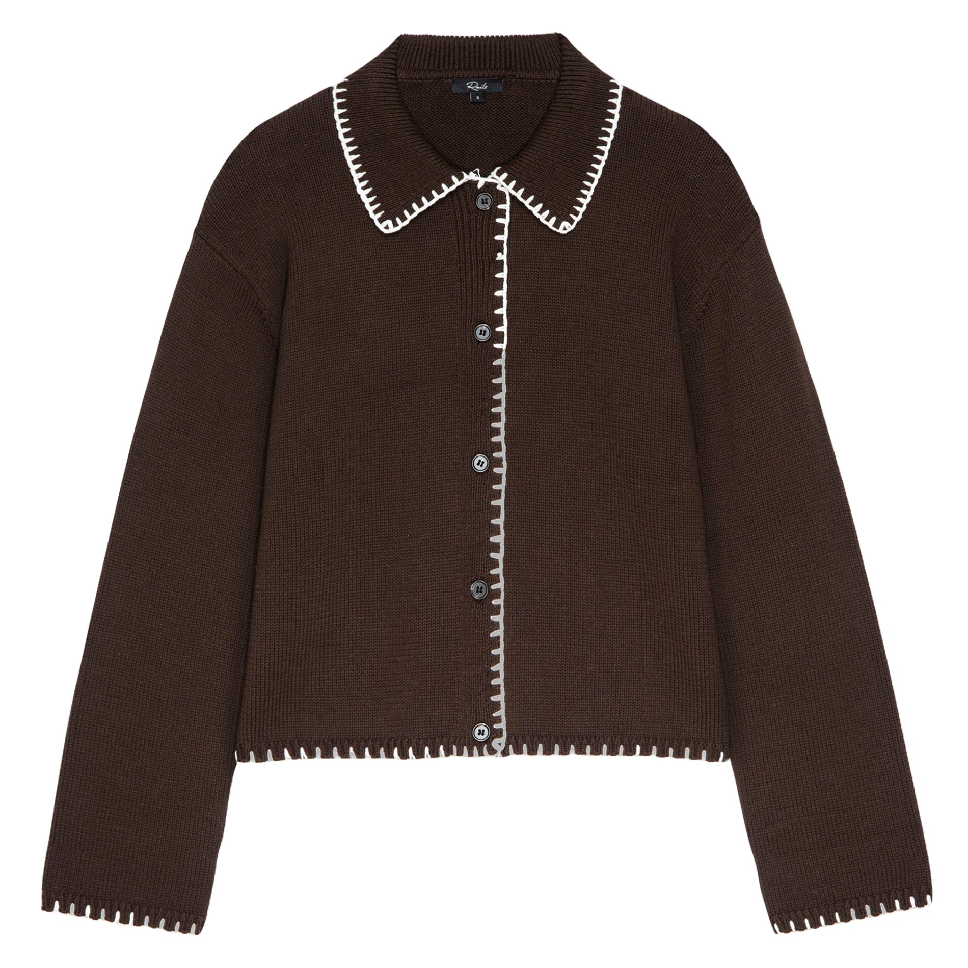 Cardigan ample boutonné en coton RAILS Marron