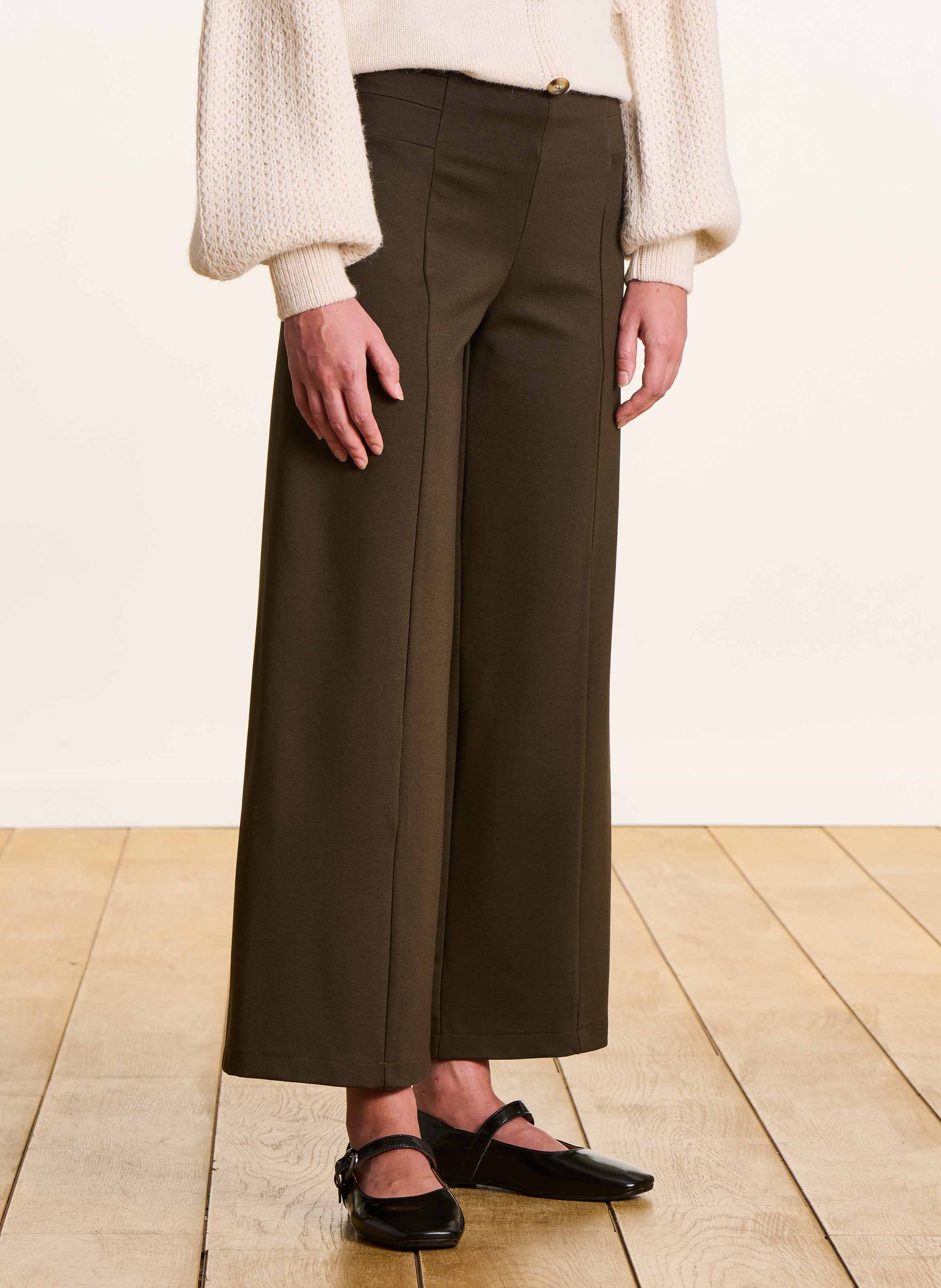 Cropped straight-leg pants LA FEE MARABOUTEE Brown