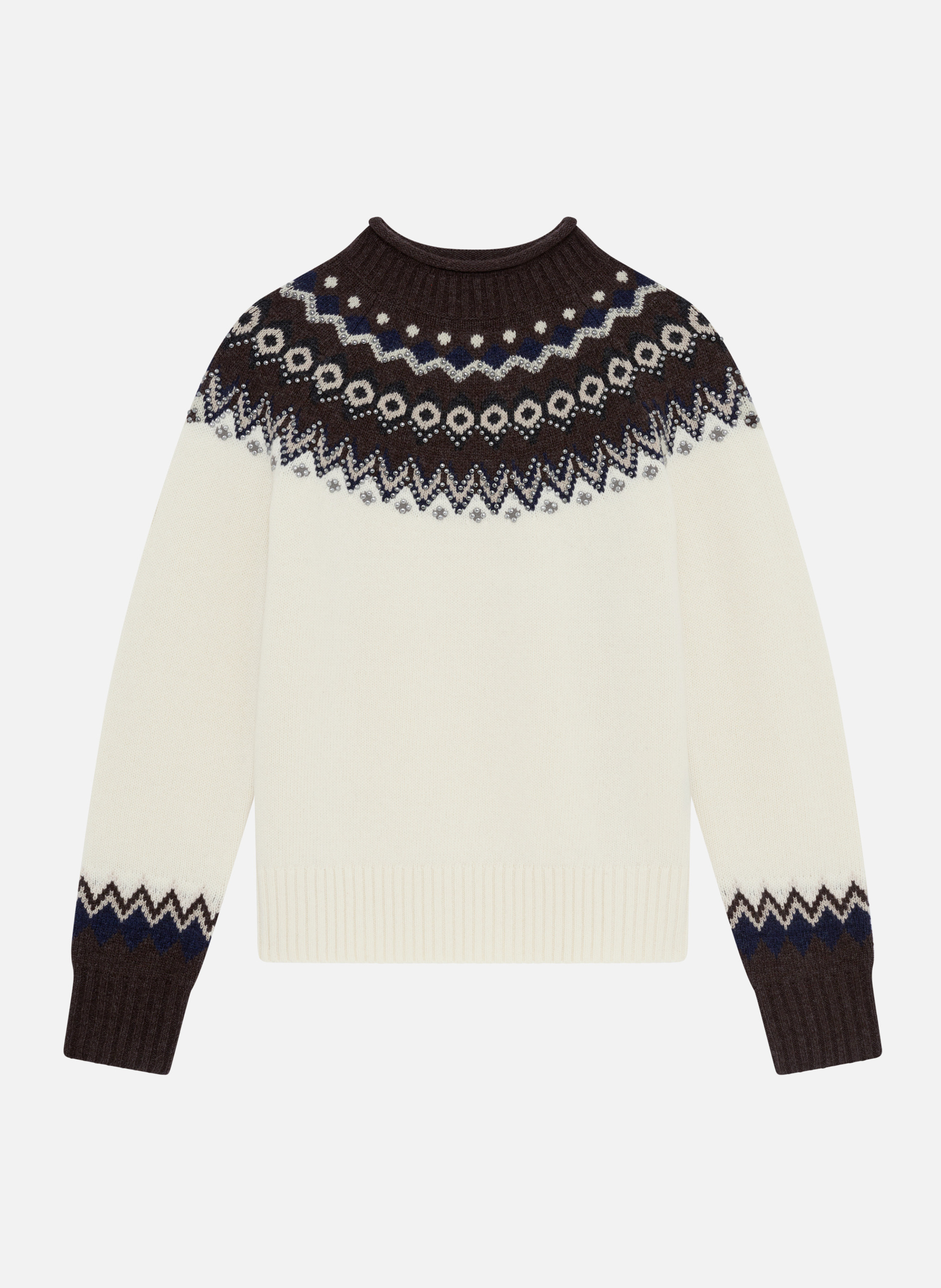 Sweater in mixed wool blend pattern THE KOOPLES Beige