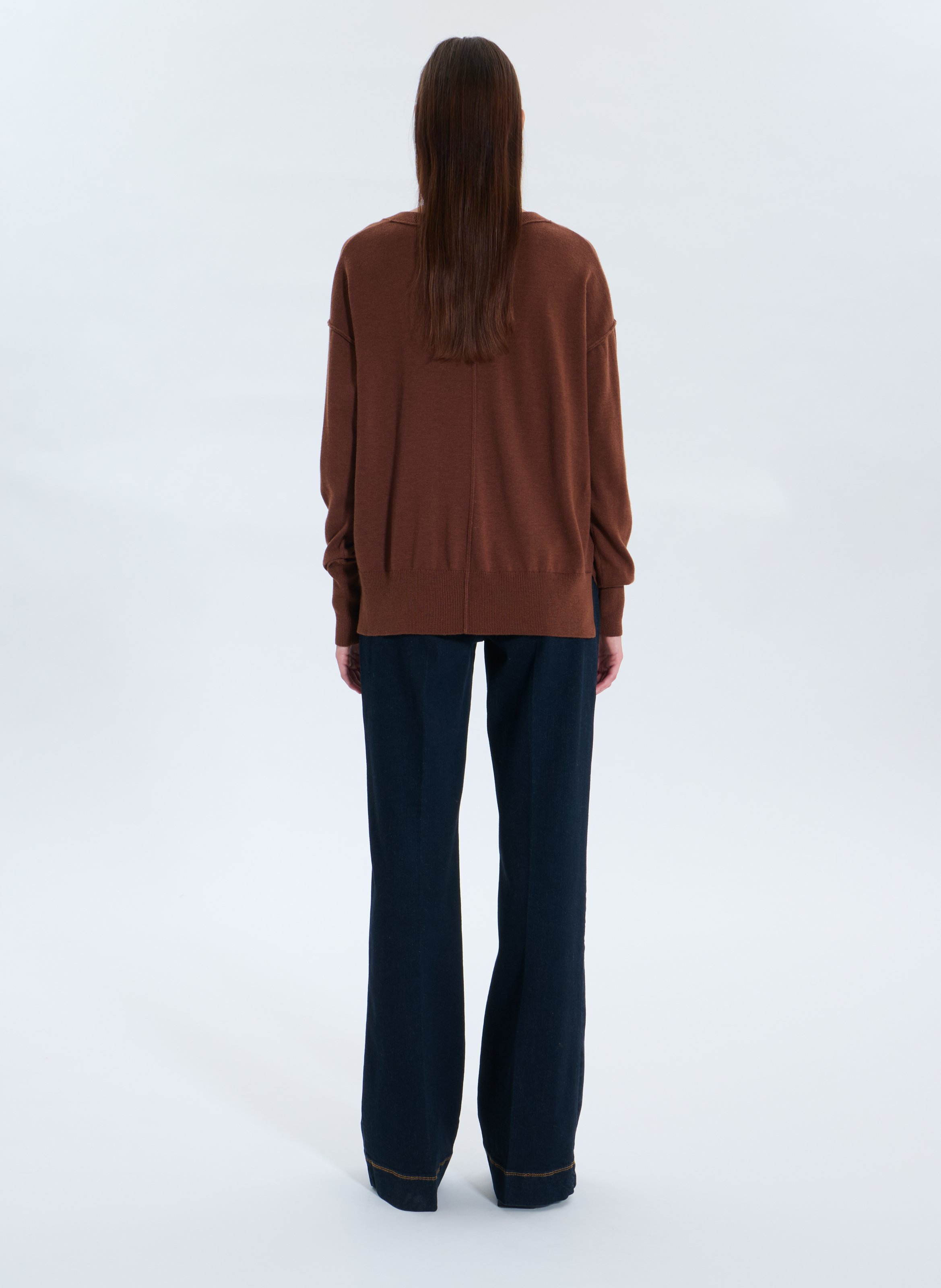 Fitted V-neck sweater ZAPA Brown