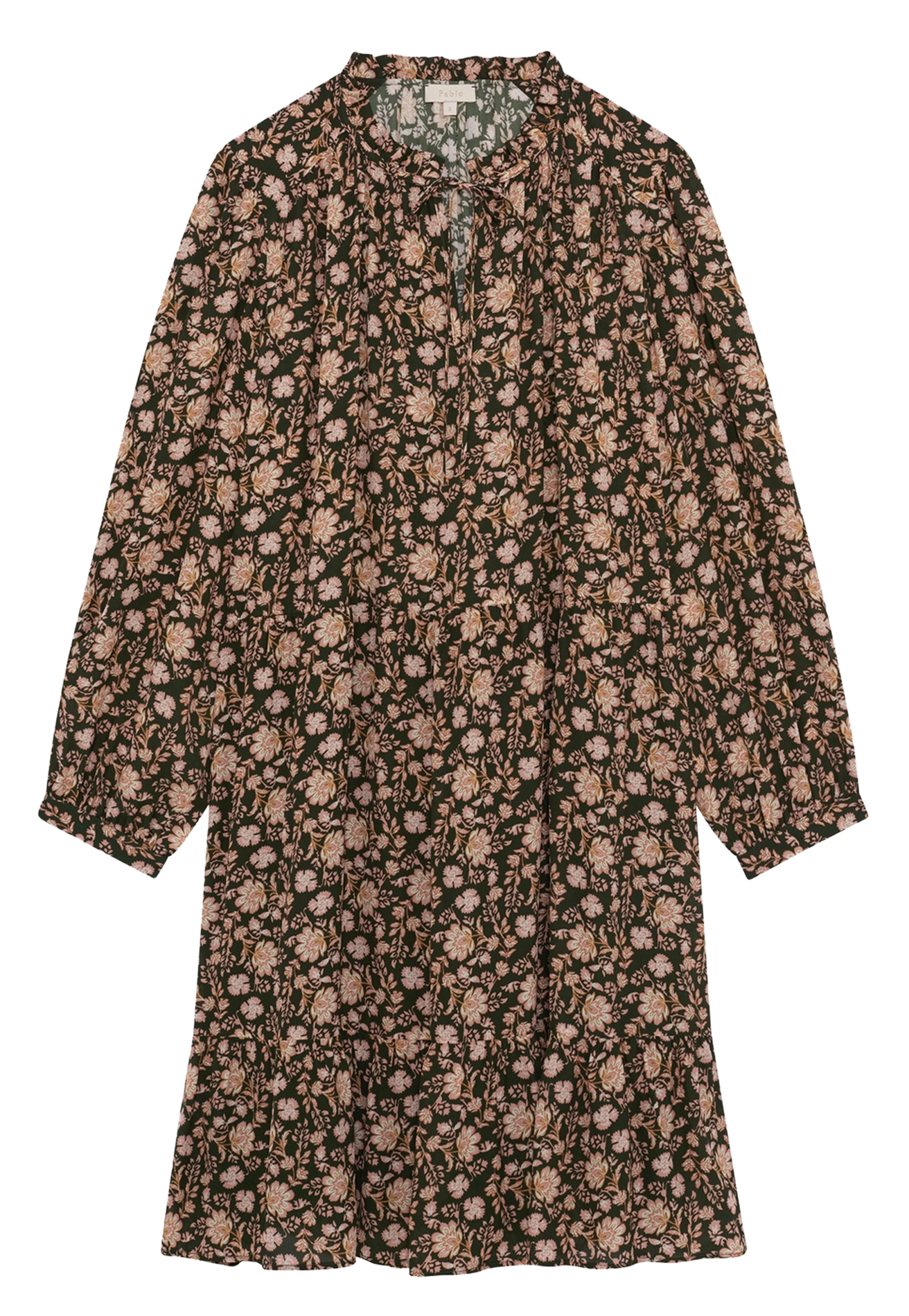 Halflange jurk met ronde hals en print PABLO Kaki