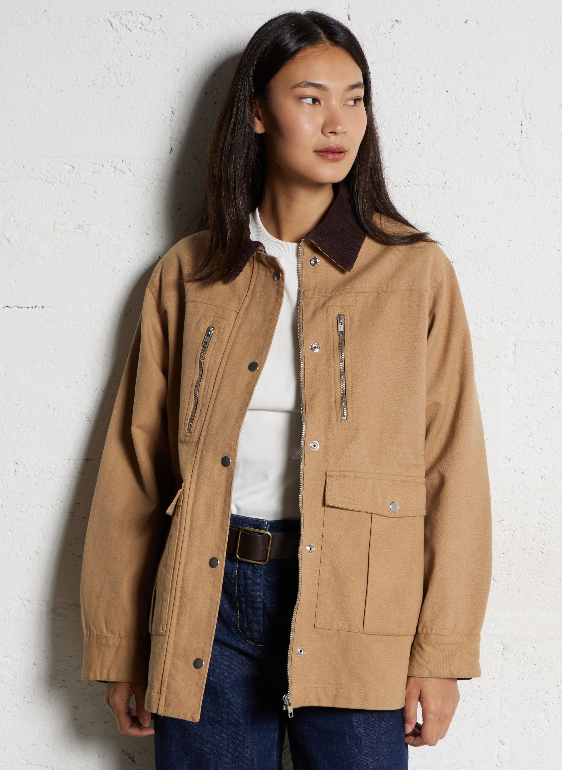 Manteau col classique en coton MKT Beige