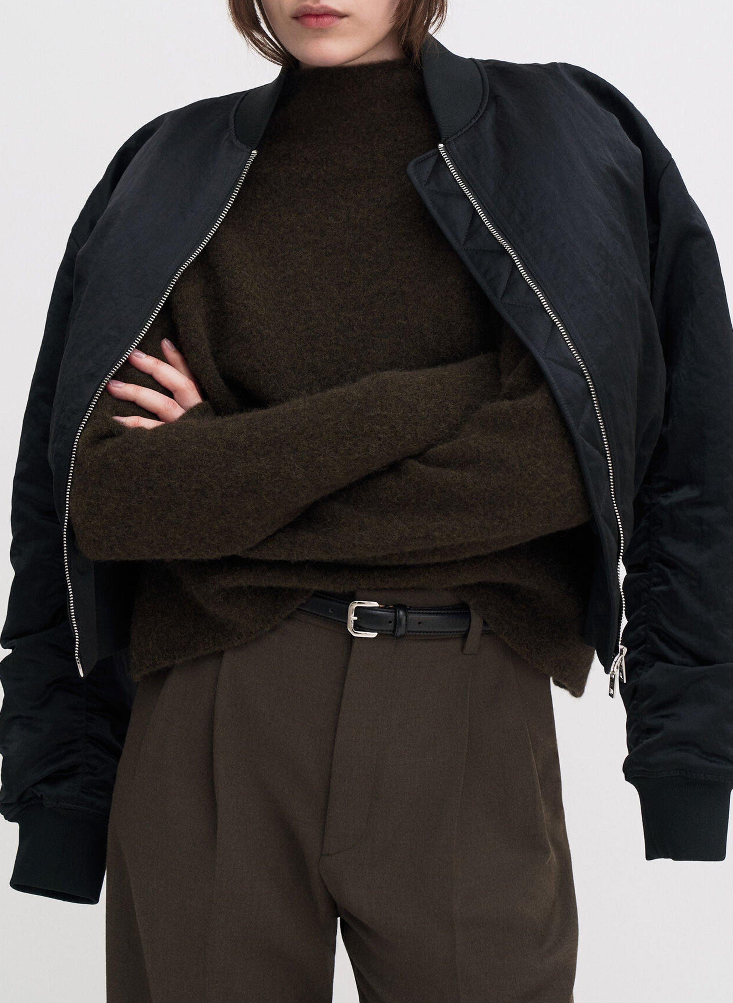 Pull col montant en laine mélangée FILIPPA K Kaki