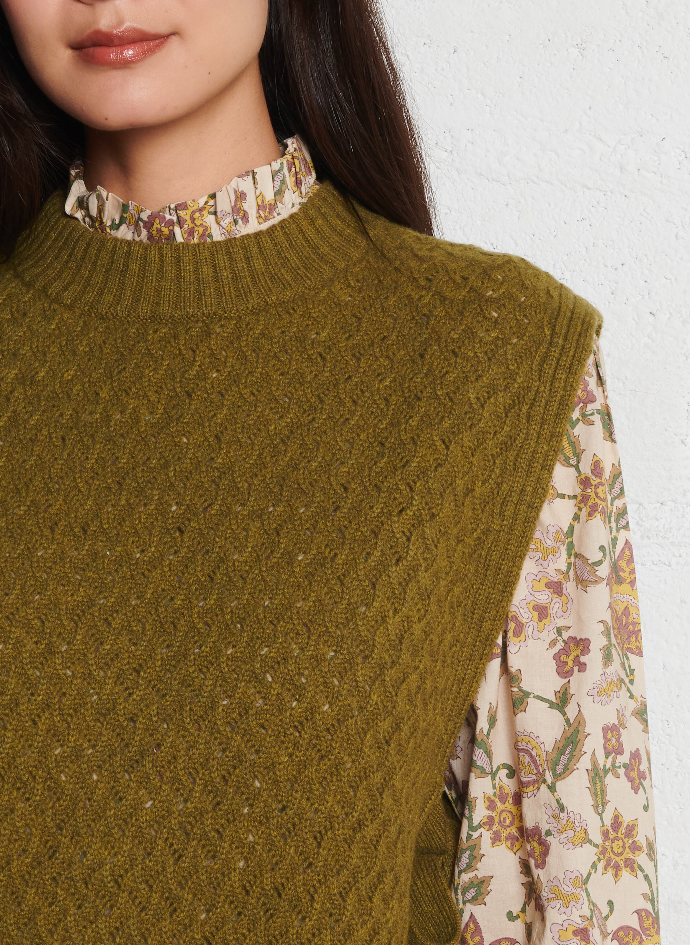 Round-neck wool sweater PETITE MENDIGOTE Green