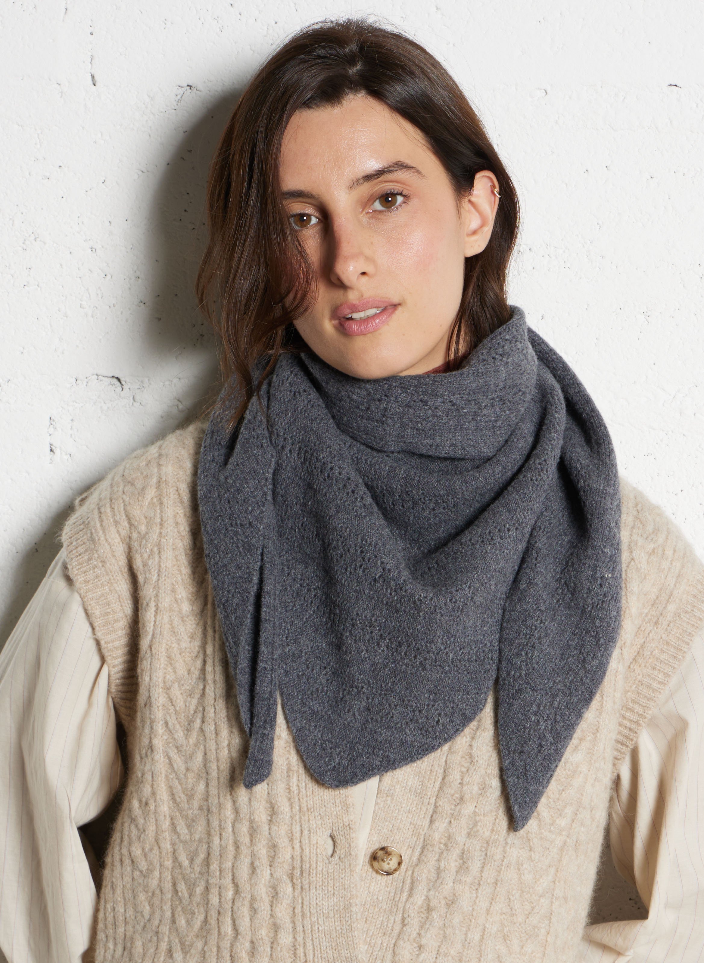 Alaska - Einfarbiger Schal aus Wolle PETITE MENDIGOTE Grau