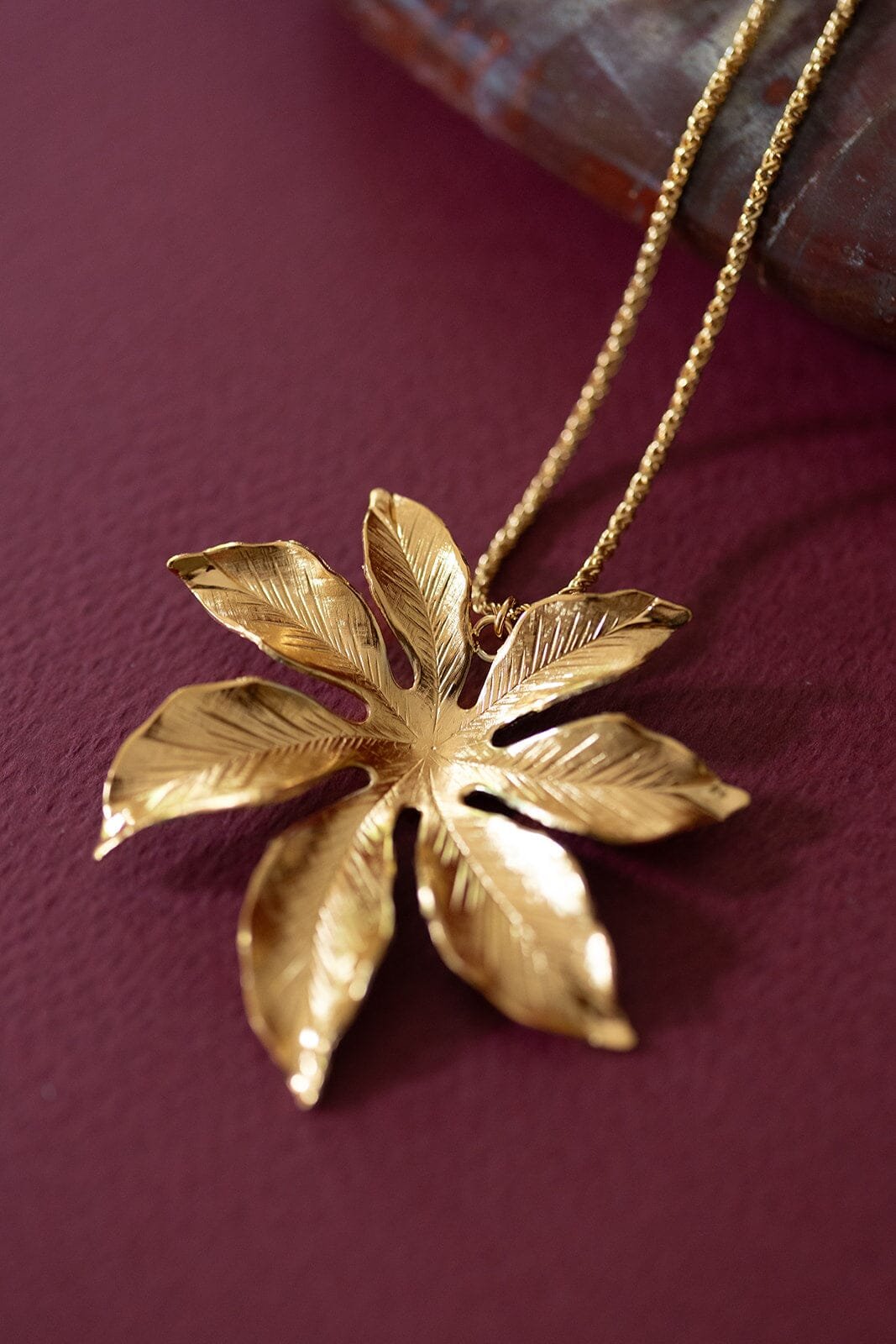 AGLAÉ - Long silver-plated flower necklace MONSIEUR SIMONE Golden