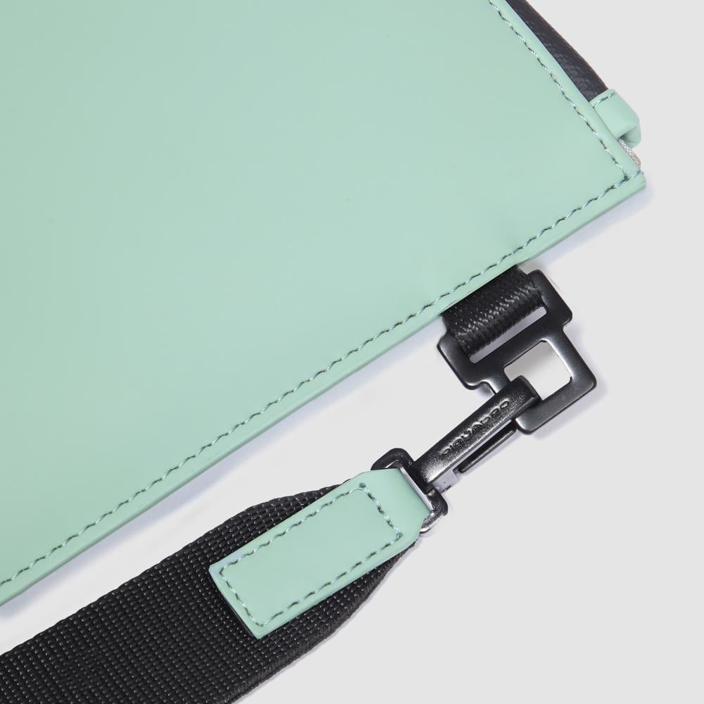 Water-repellent canvas clutch with compartment for iPad® 11 and pocket for AirPods® PIQUADRO Green