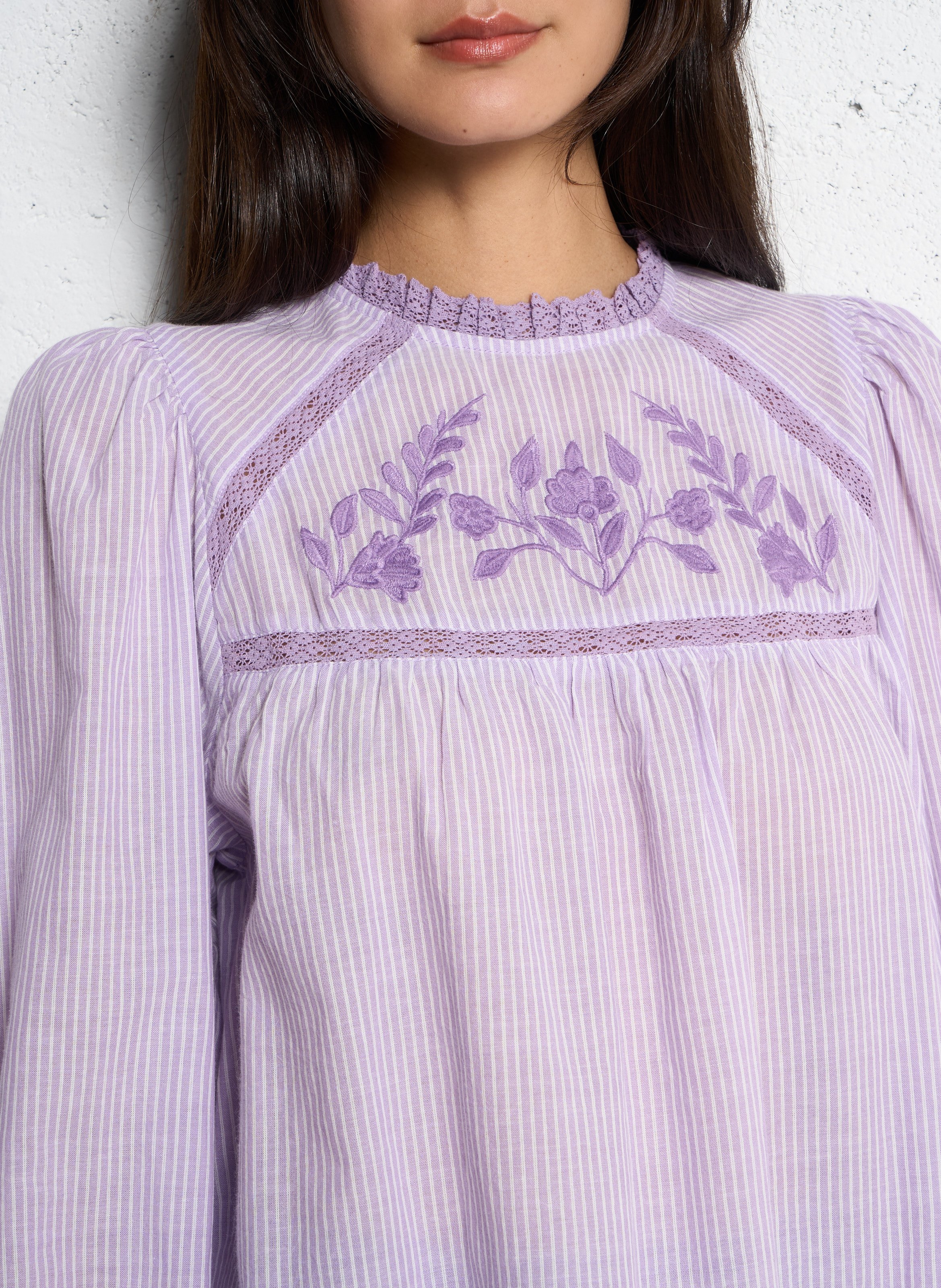 Loose-fit striped blouse with round neck LA PETITE ETOILE Purple