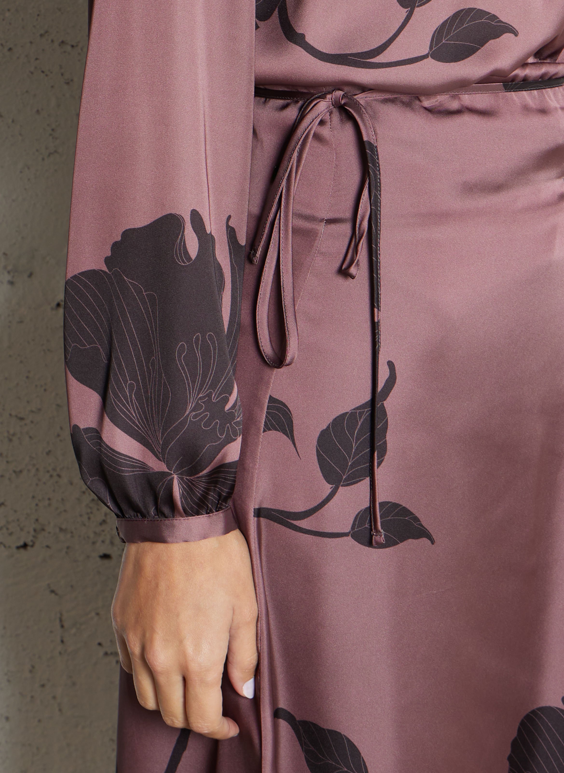 Loose blouse with floral ruffled jabot IKKS Brown