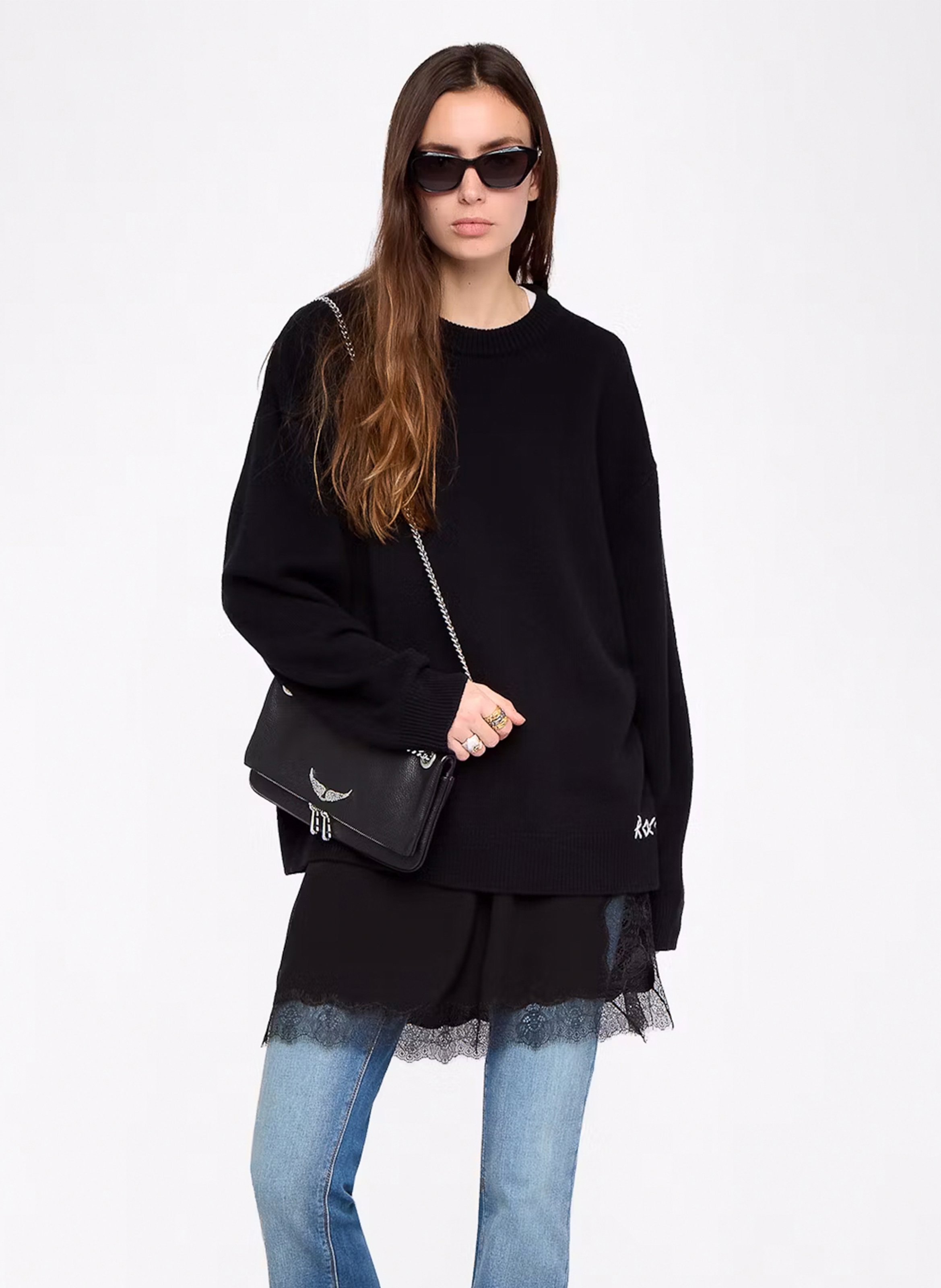 Pull col rond en laine mélangée ZADIG&VOLTAIRE Noir