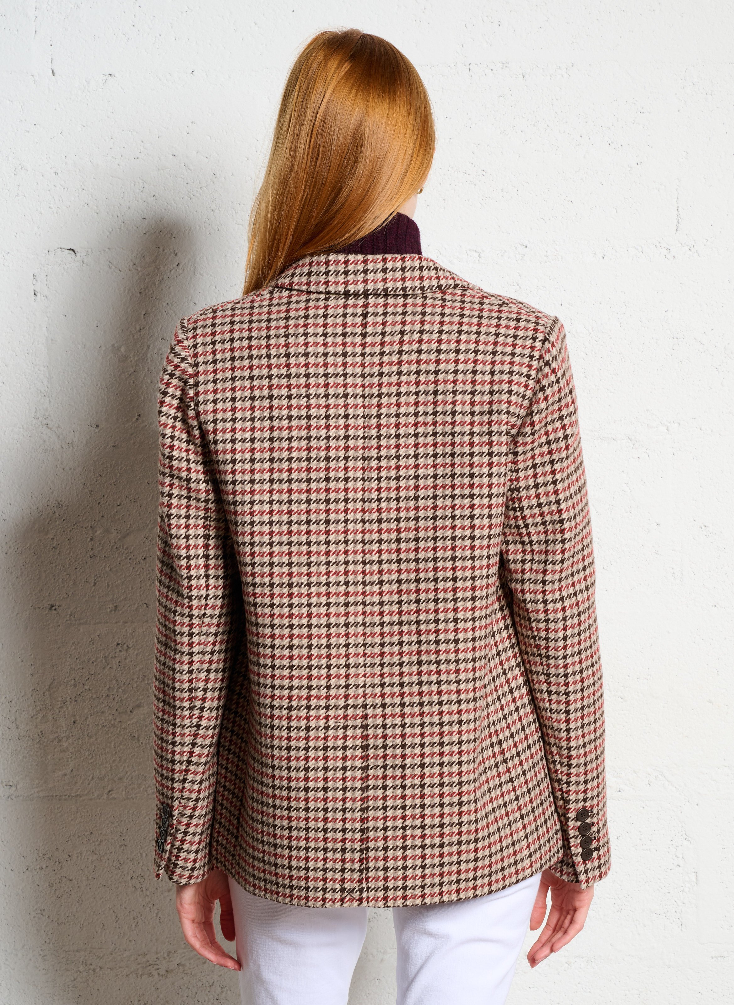 Veste de tailleur pied de poule SUD EXPRESS Rouge