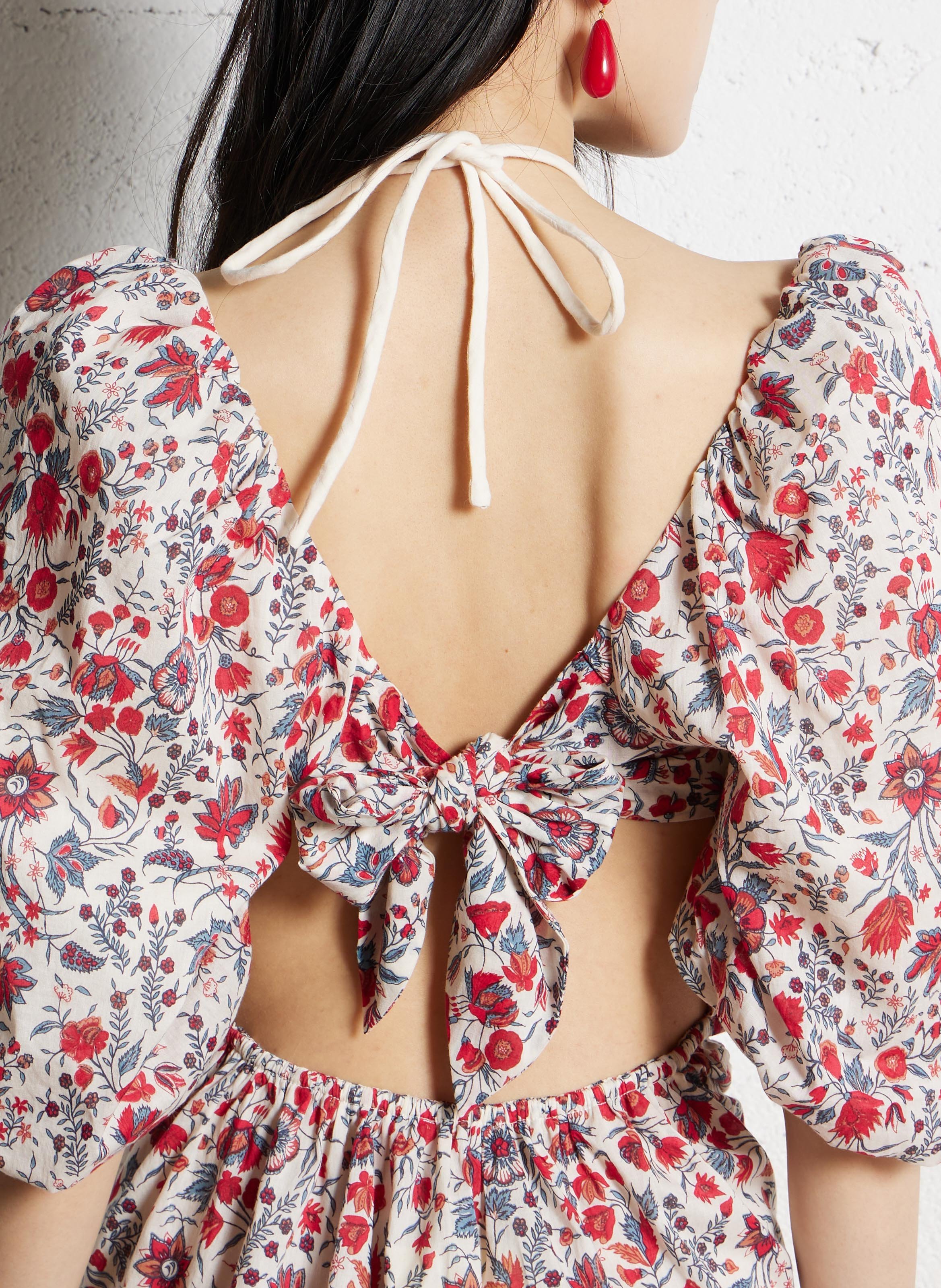 Langes, bedrucktes Kleid aus Baumwolle mit Gürtel ANTIK BATIK Mehrfarbig