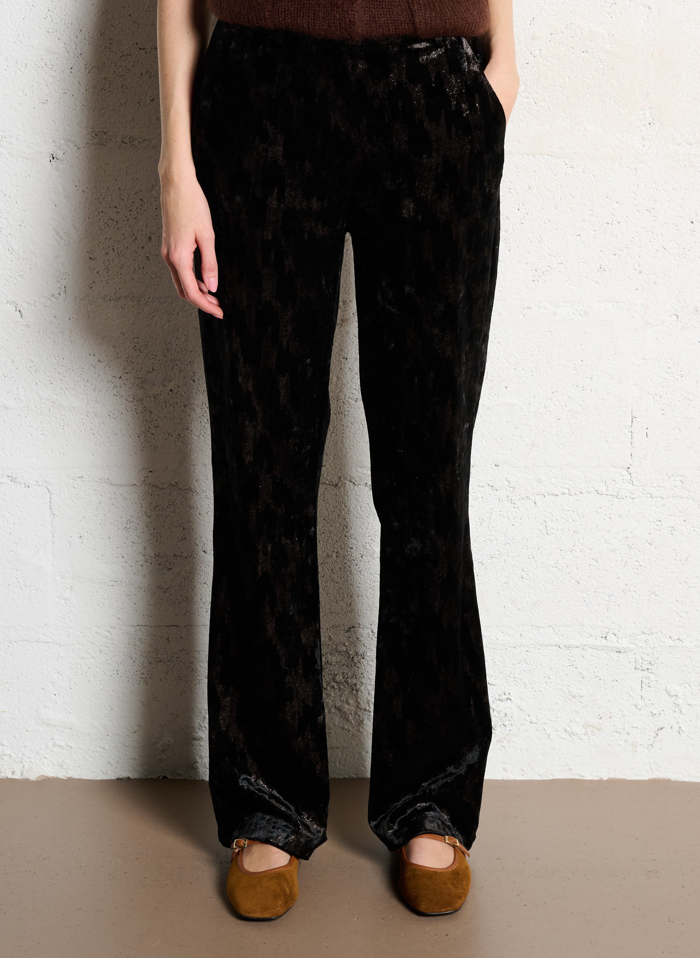 Pantalon droit aspect velours I CODE Noir