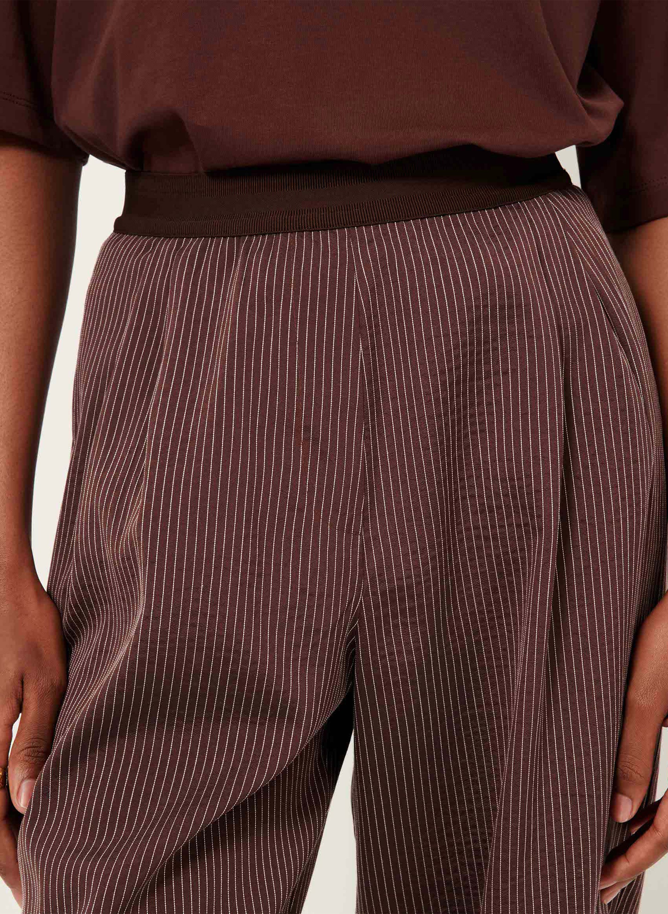 Straight Striped Elasticated Pants SESSUN Brown