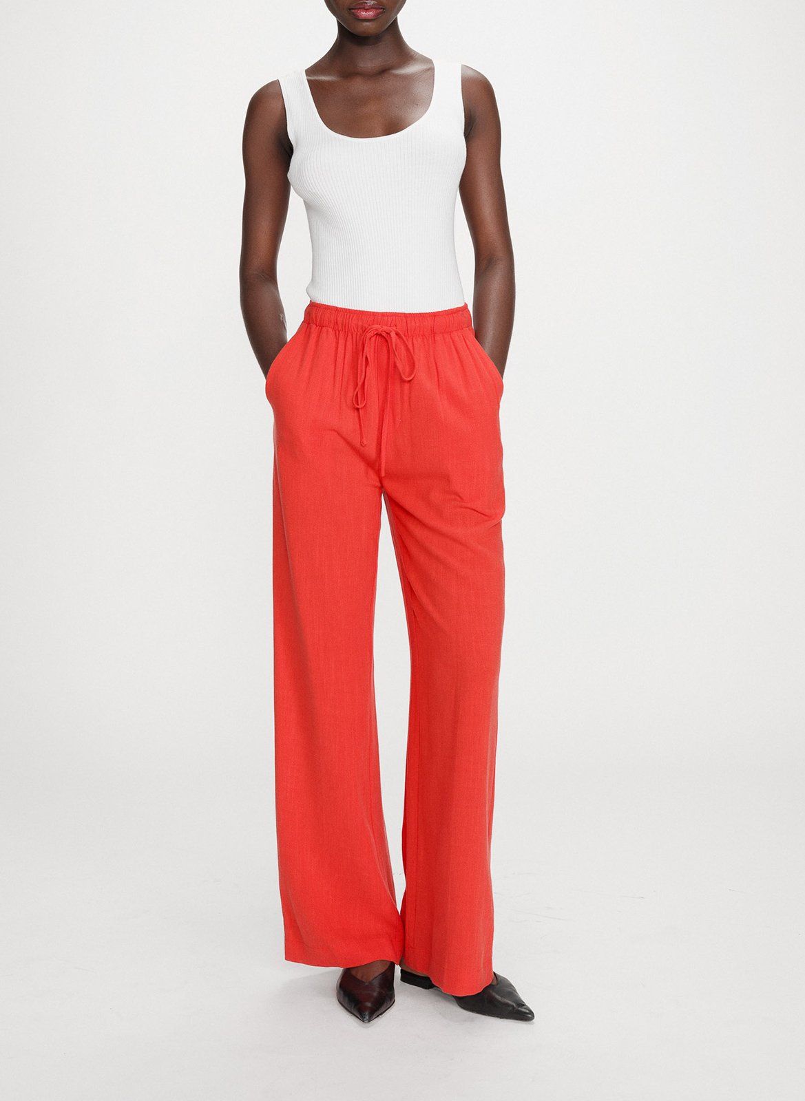 <p>Broek met hoge taille effen</p> GRACE ET MILA Rood