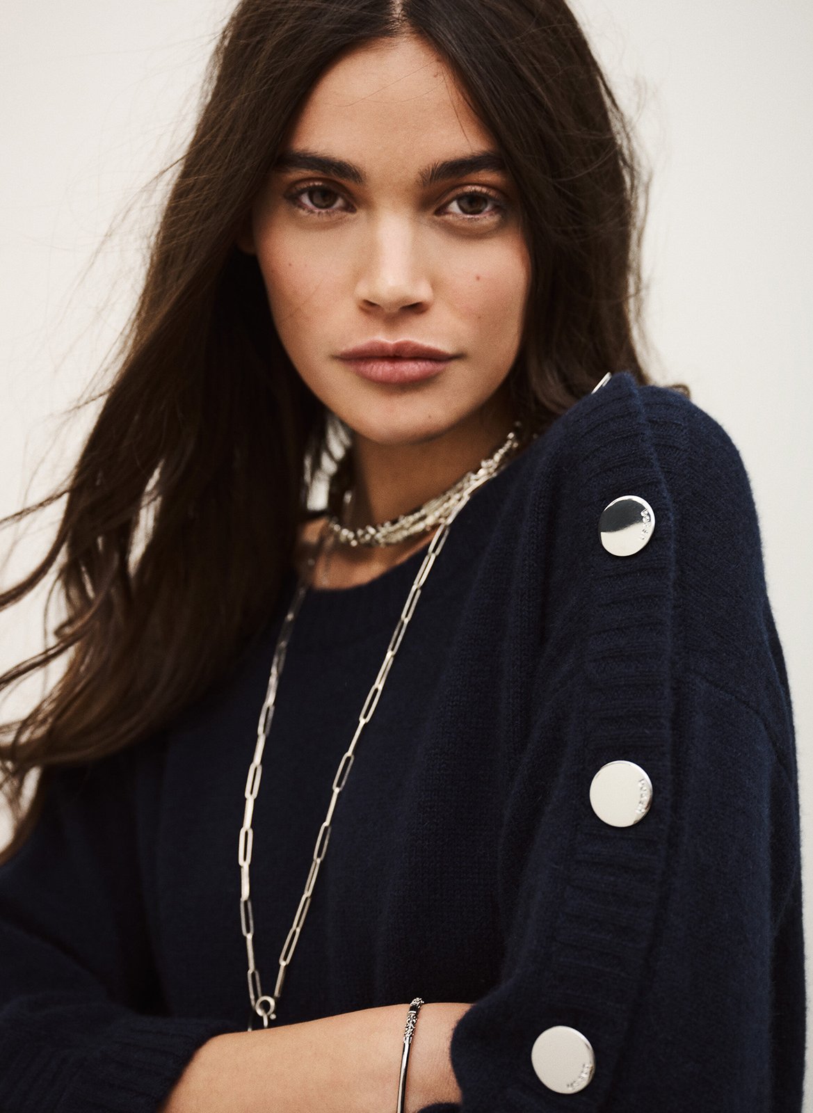 Robe courte col rond en cachemire BA&SH Bleu