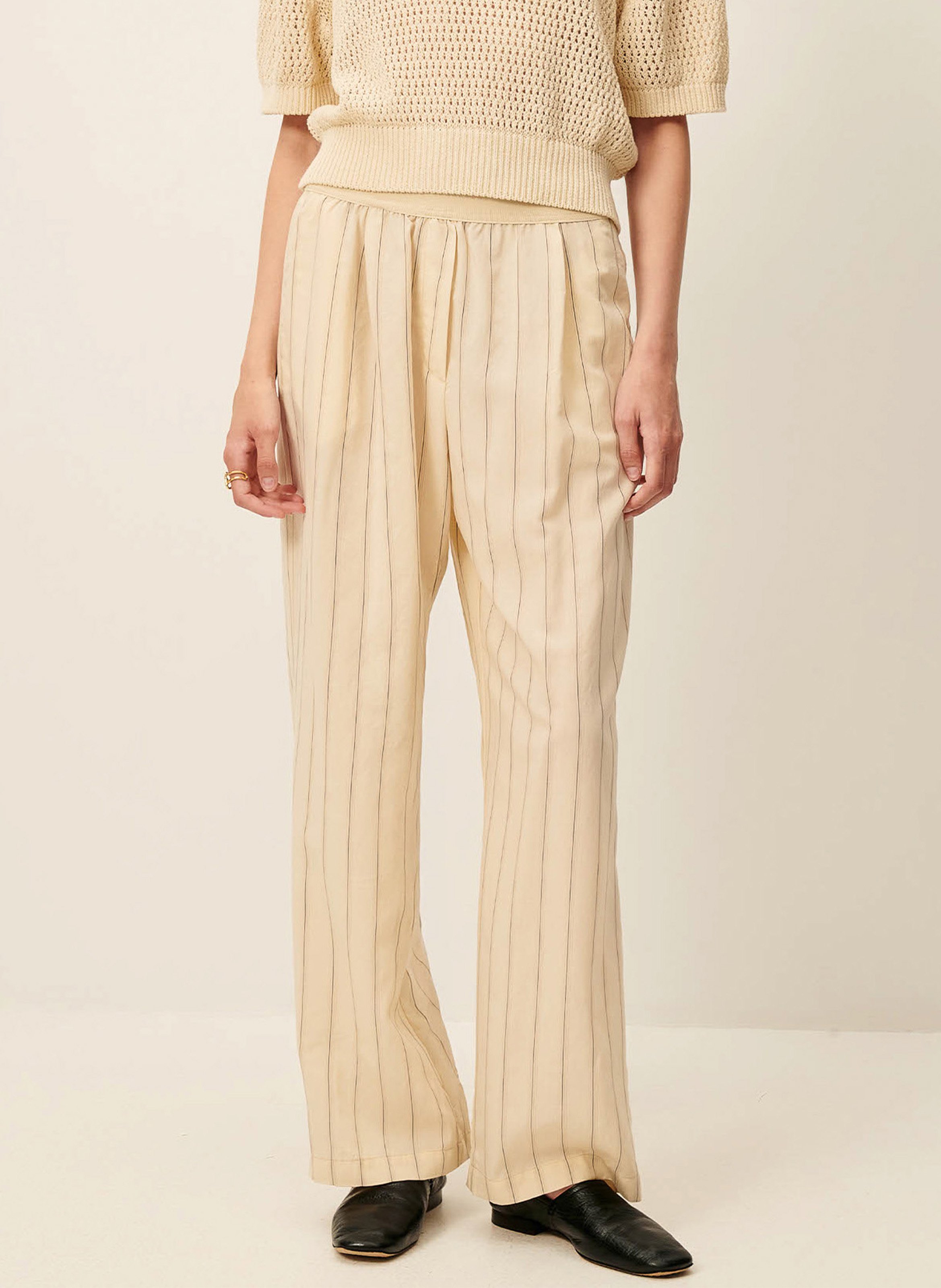 Striped pleated pants SESSUN Beige